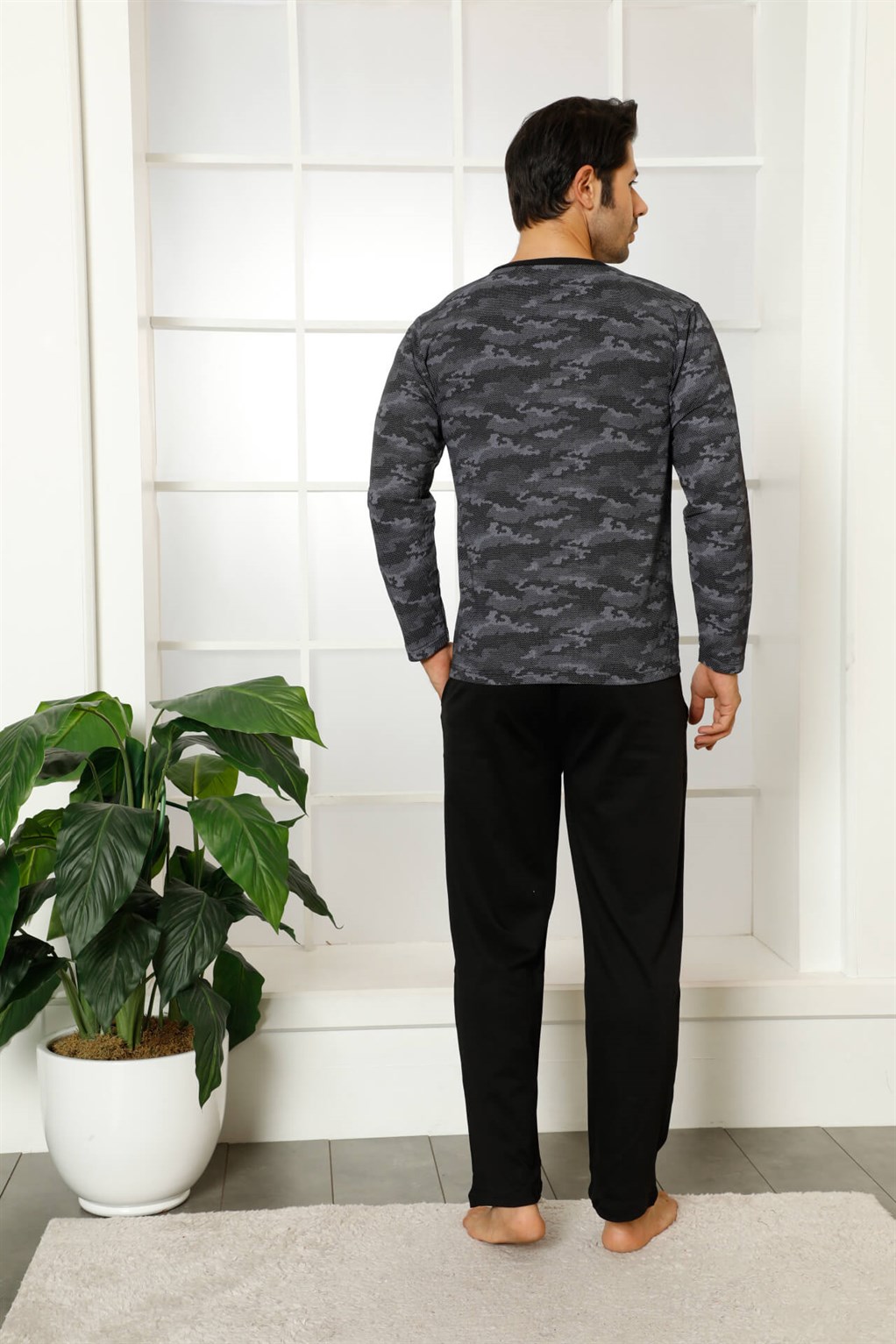 Akbeniz Erkek %100 Pamuk Cepli Uzun Kollu Pijama Takımı 6766