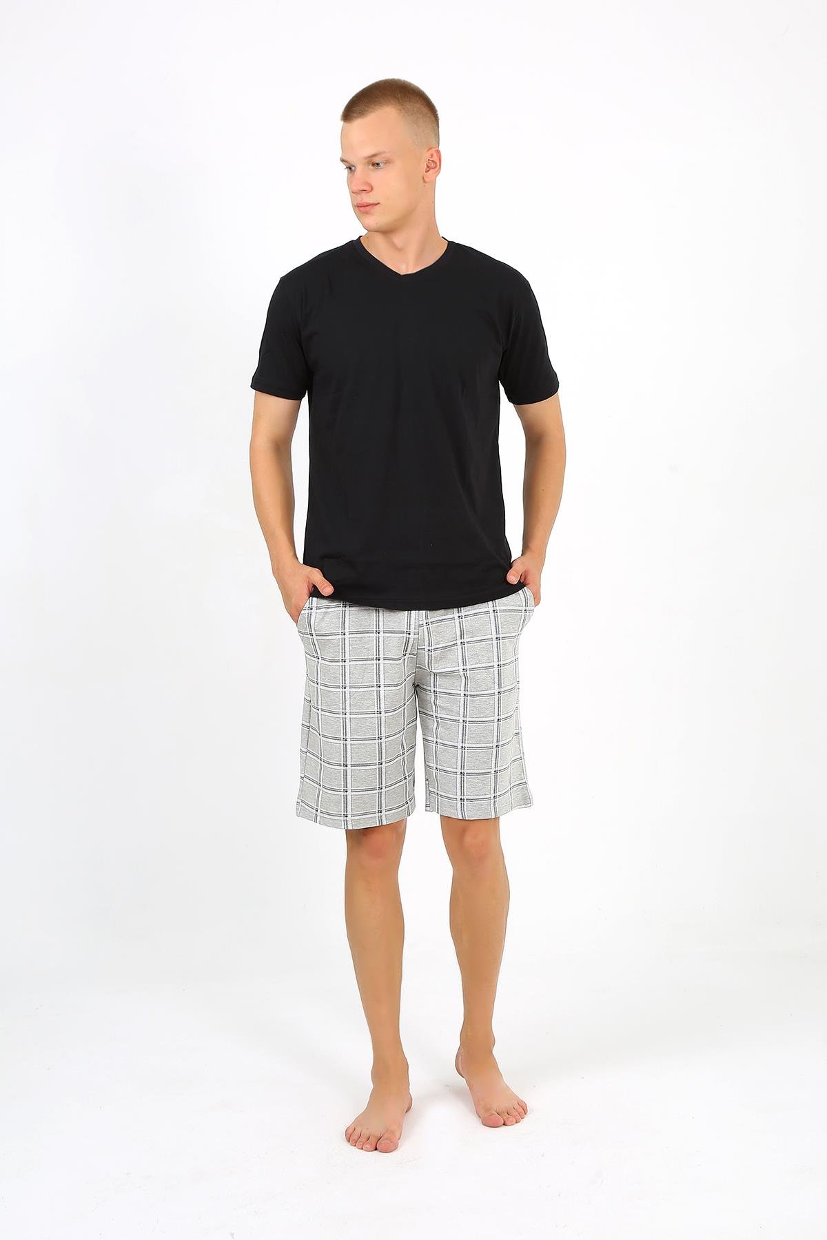 Akbeniz Erkek 2 İplik Penye Tek Alt Şort Gri 27550