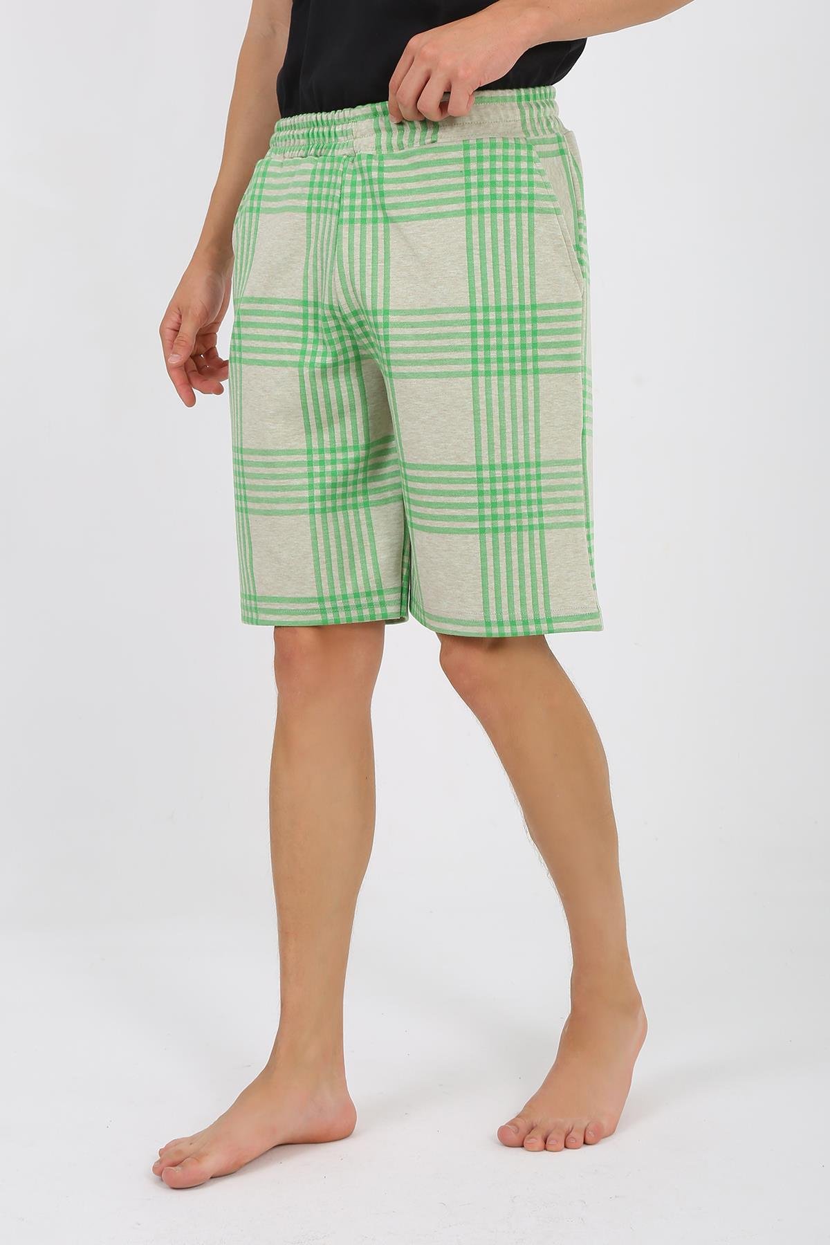 Akbeniz Erkek 2 İplik Penye Tek Alt Şort Yeşil 27550