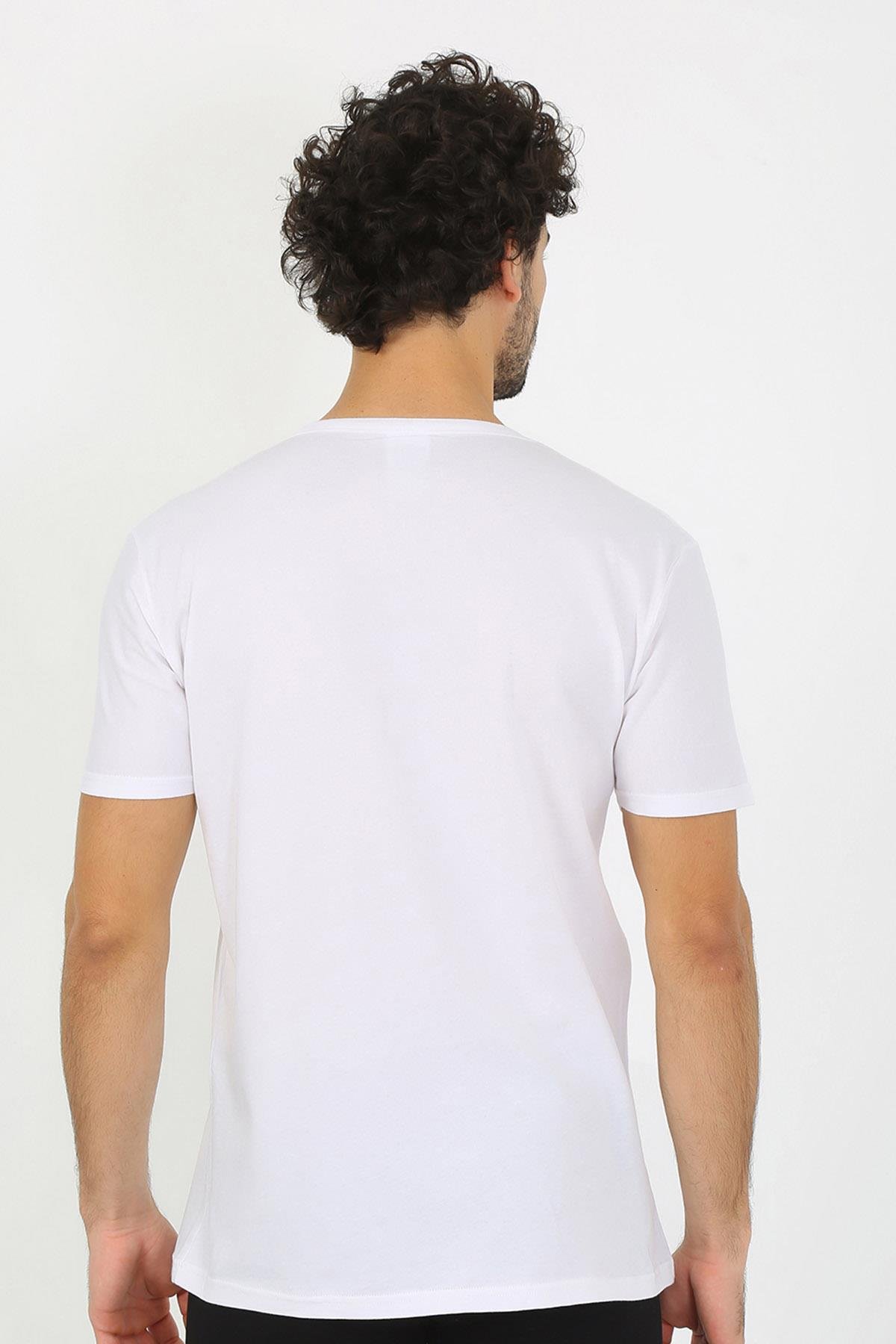 Akbeniz Erkek Açık Yaka Beyaz Penye Atlet 6565