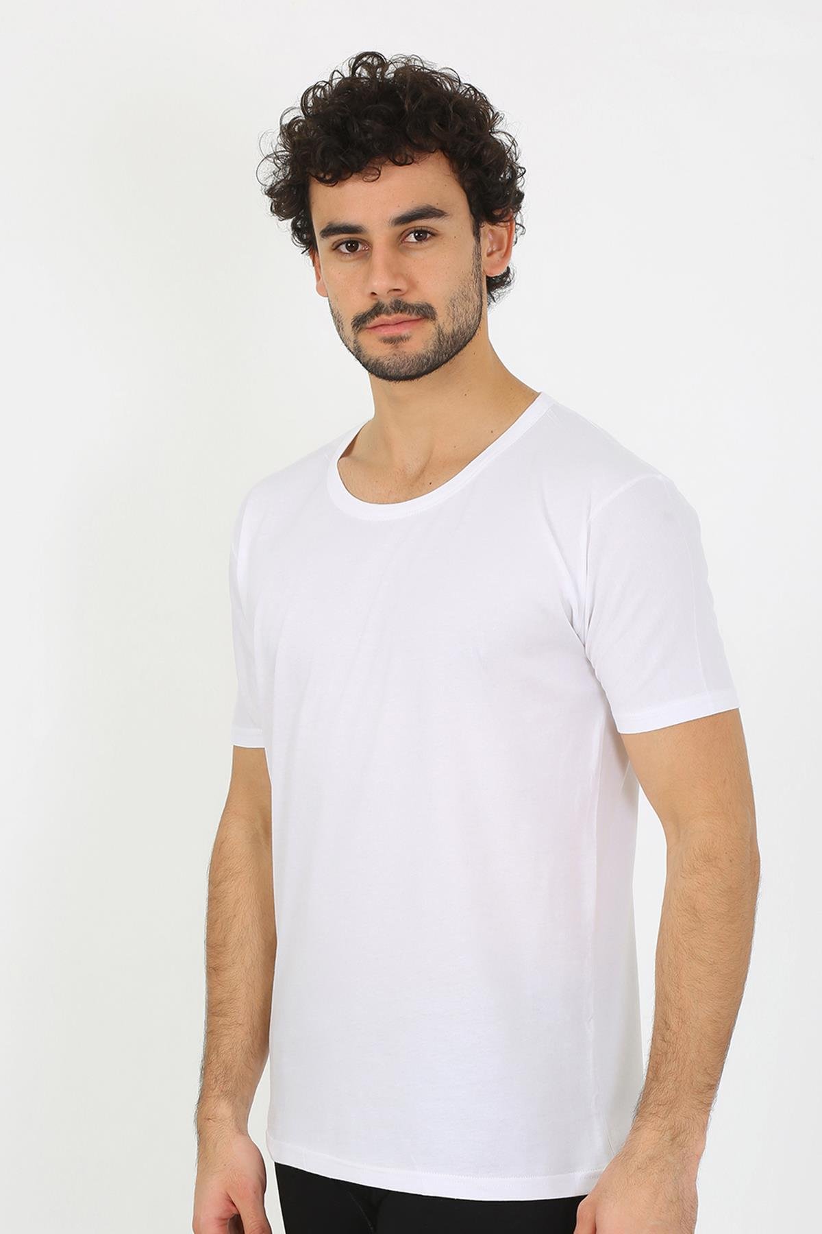 Akbeniz Erkek Açık Yaka Beyaz Penye Atlet 6565