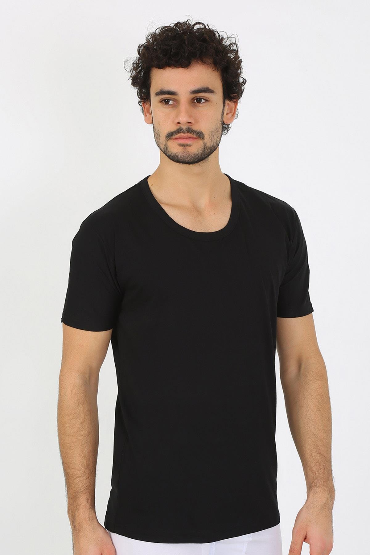 Akbeniz Erkek Açık Yaka Siyah Penye Atlet 6565