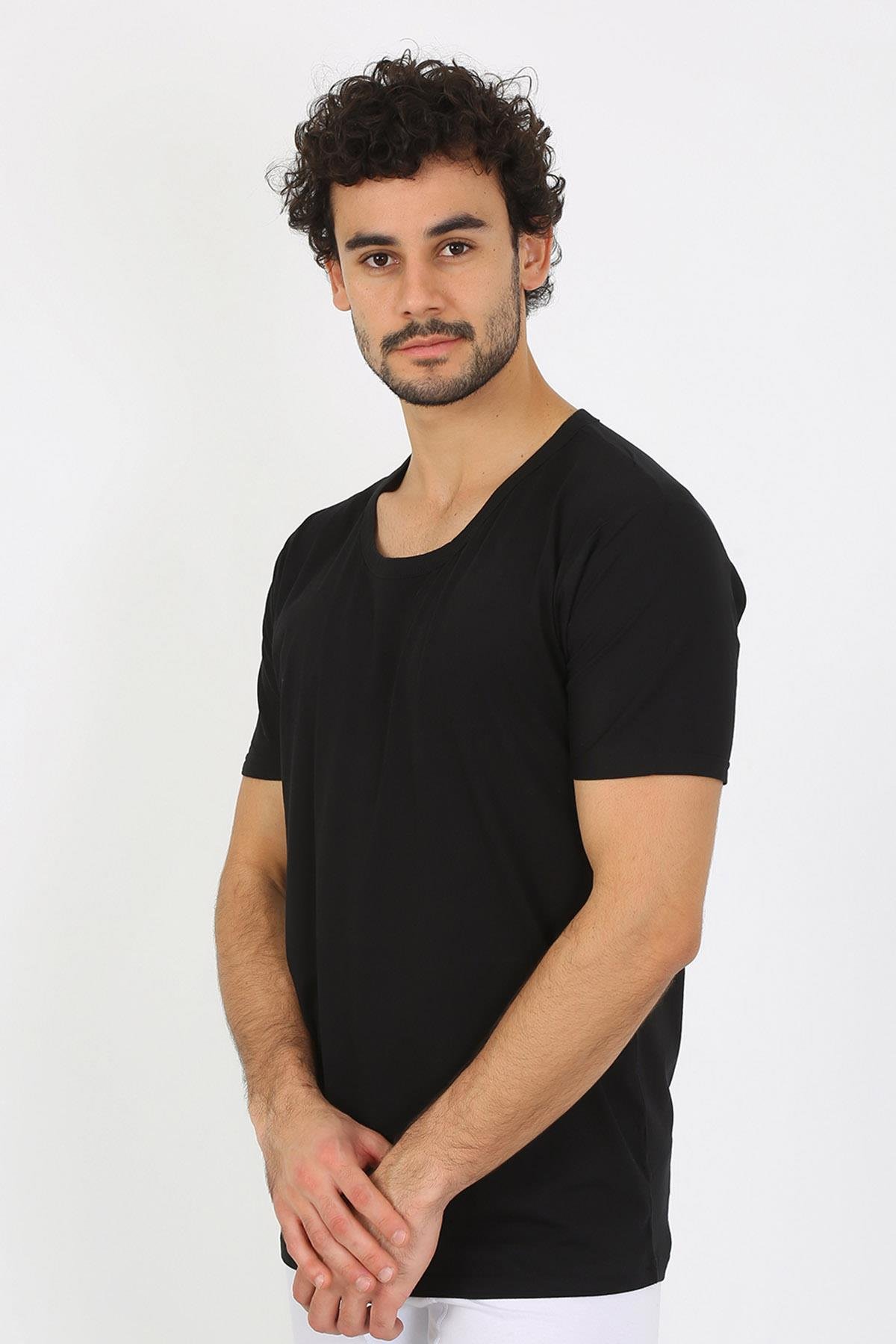 Akbeniz Erkek Açık Yaka Siyah Penye Atlet 6565