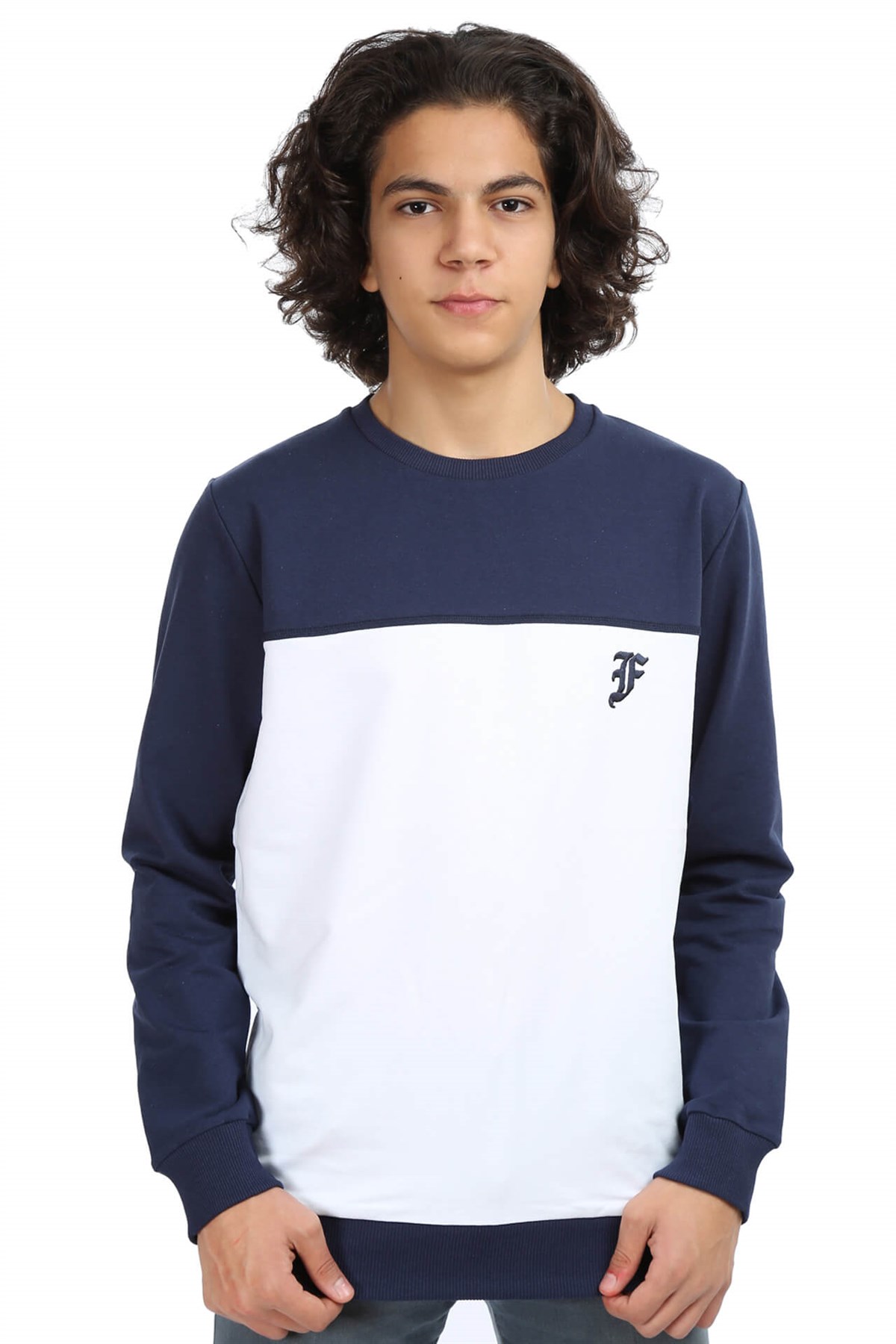 Akbeniz Erkek Beyaz Lacivert Sweatshirt 2759