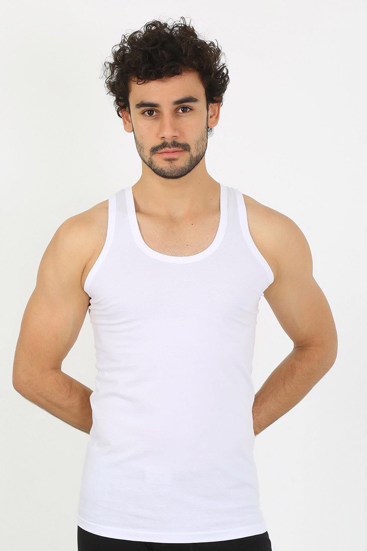 Akbeniz Erkek Beyaz Ribana Atlet 6502