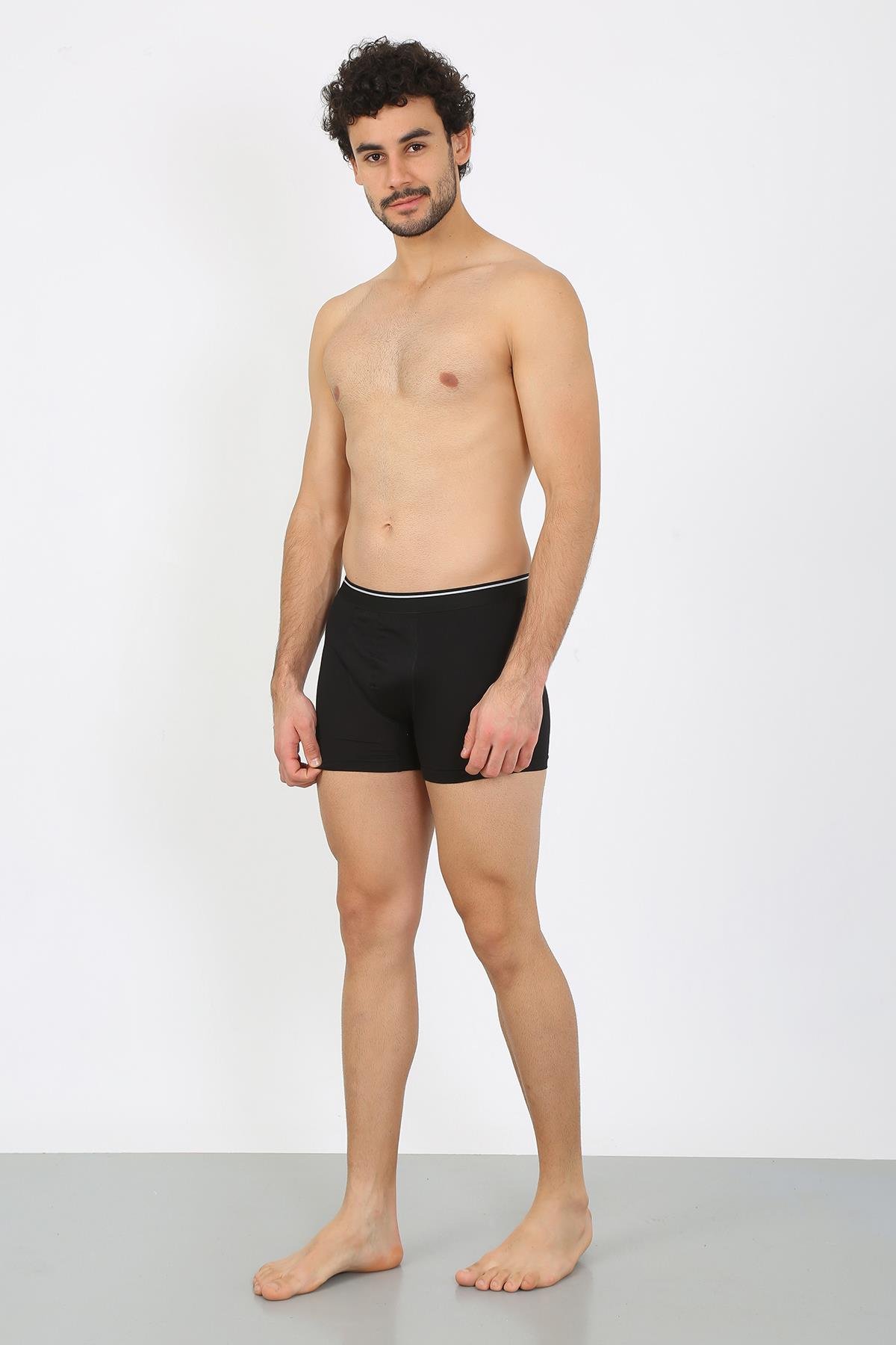 Akbeniz Erkek Büyük Beden Pamuk Likralı Boxer Siyah 40134