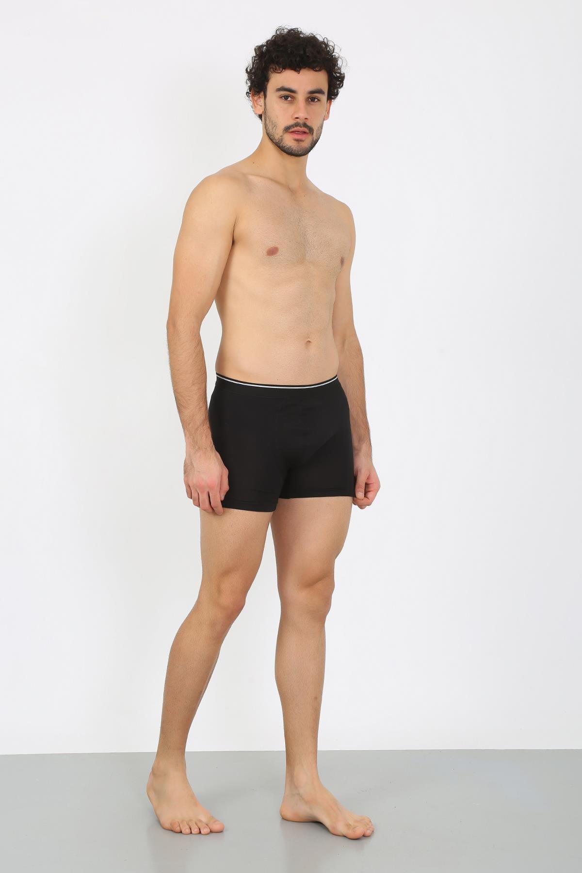 Akbeniz Erkek Büyük Beden Pamuk Likralı Boxer Siyah 40134