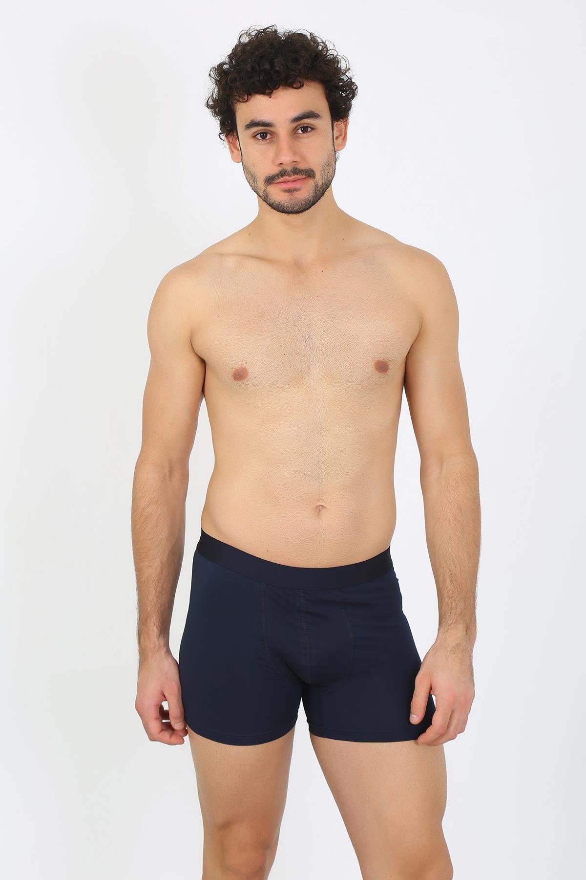 Akbeniz Erkek Büyük Beden Pamuk Likralı Boxer Lacivert 40134