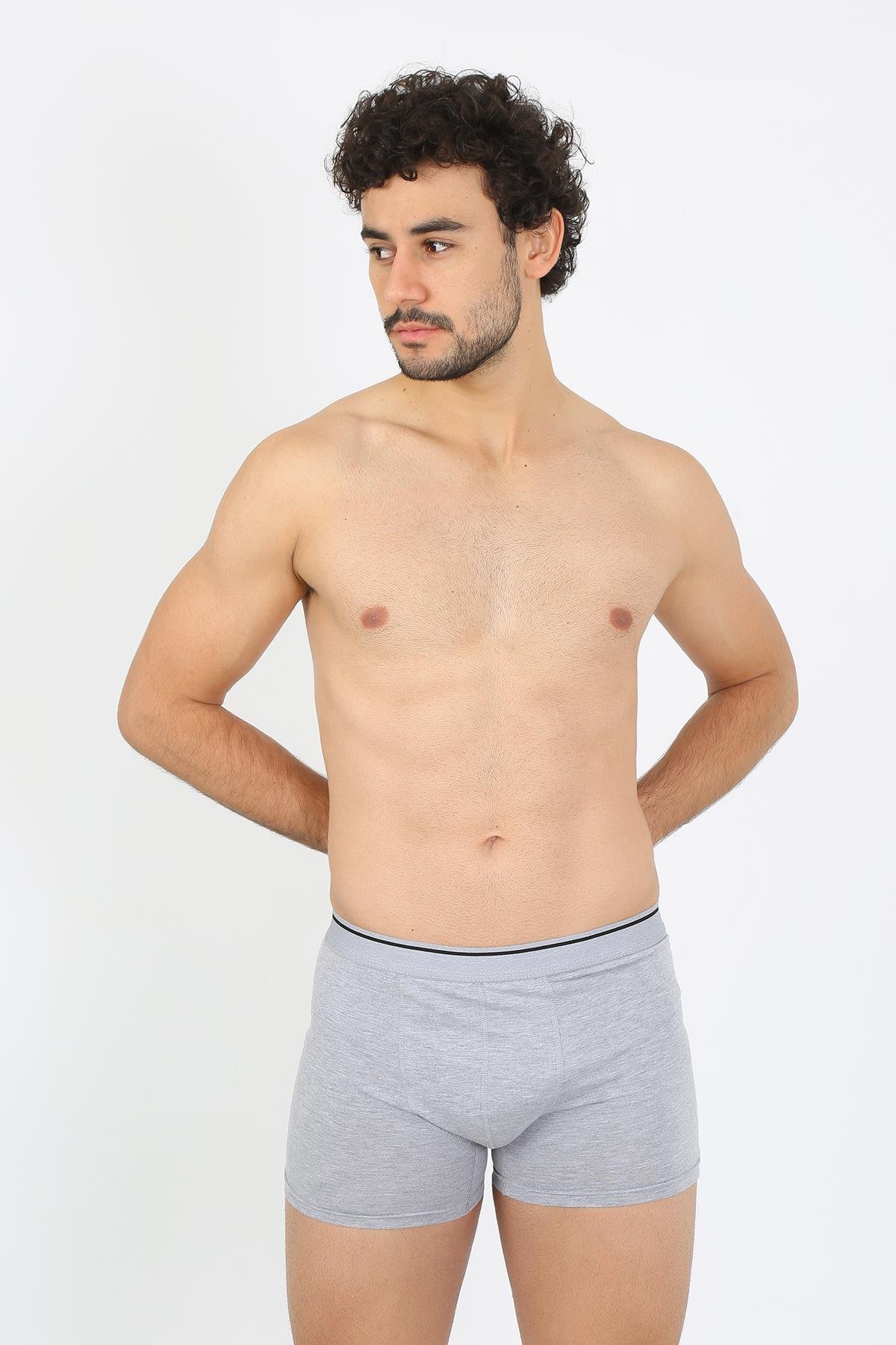 Akbeniz Erkek Büyük Beden Pamuklu Likralı Boxer Gri 40134