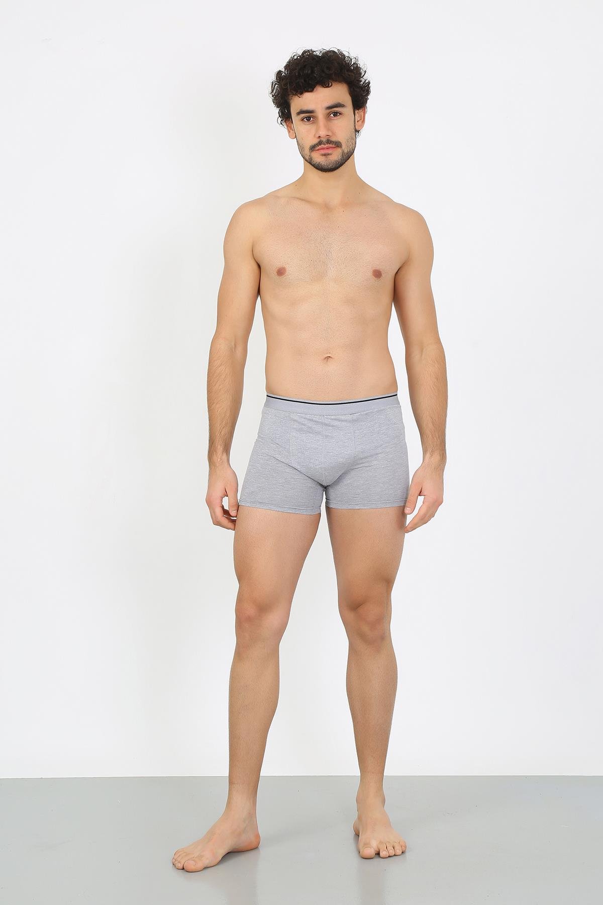 Akbeniz Erkek Büyük Beden Pamuklu Likralı Boxer Gri 40134