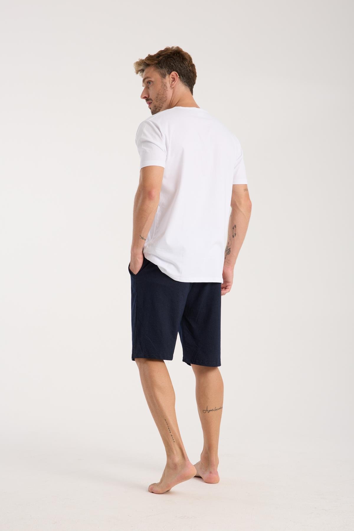 Akbeniz Erkek Cepli Lakost Pamuk Penye Şort Lacivert