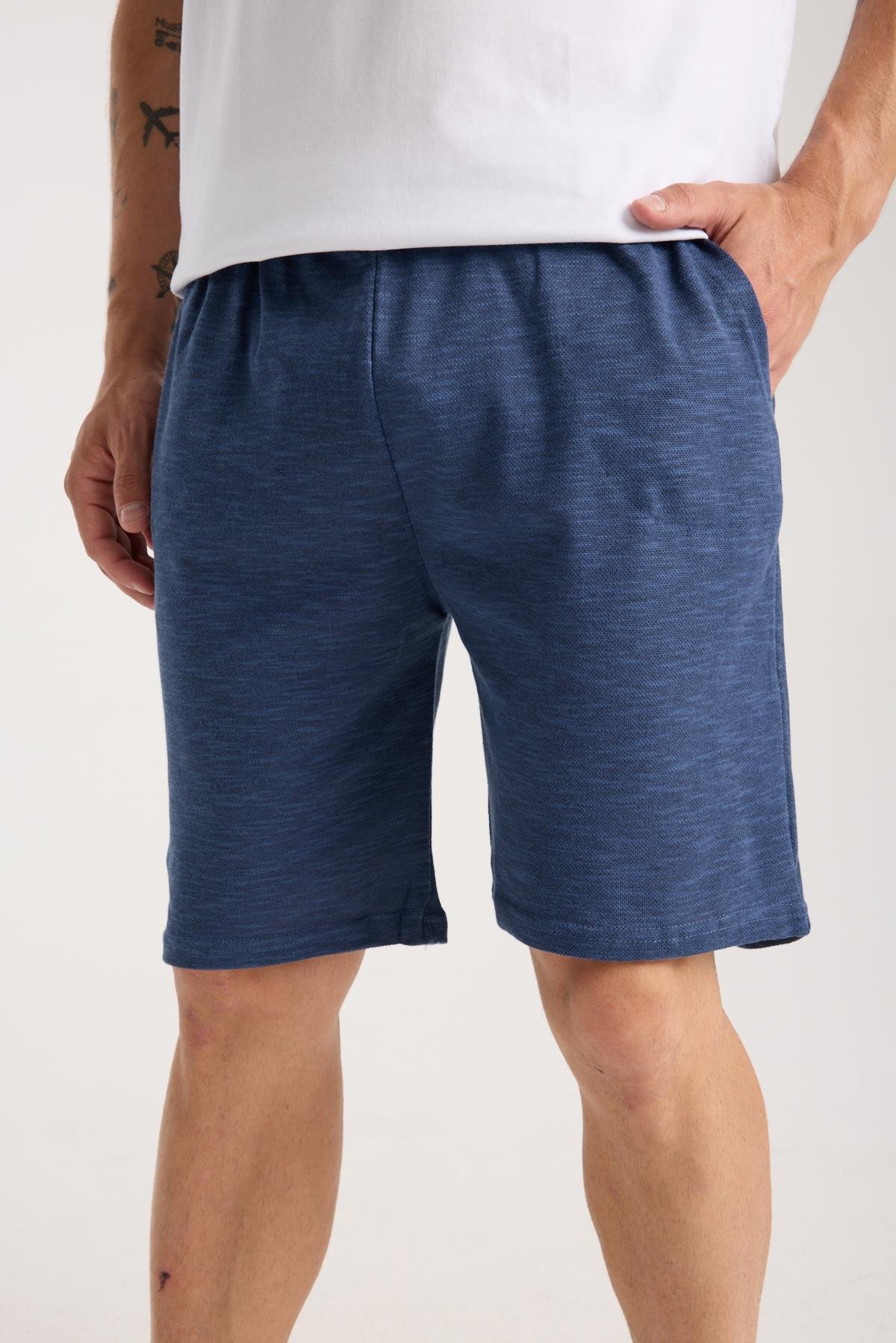 Akbeniz Erkek Cepli Lakost Pamuk Penye Şort Lacivert