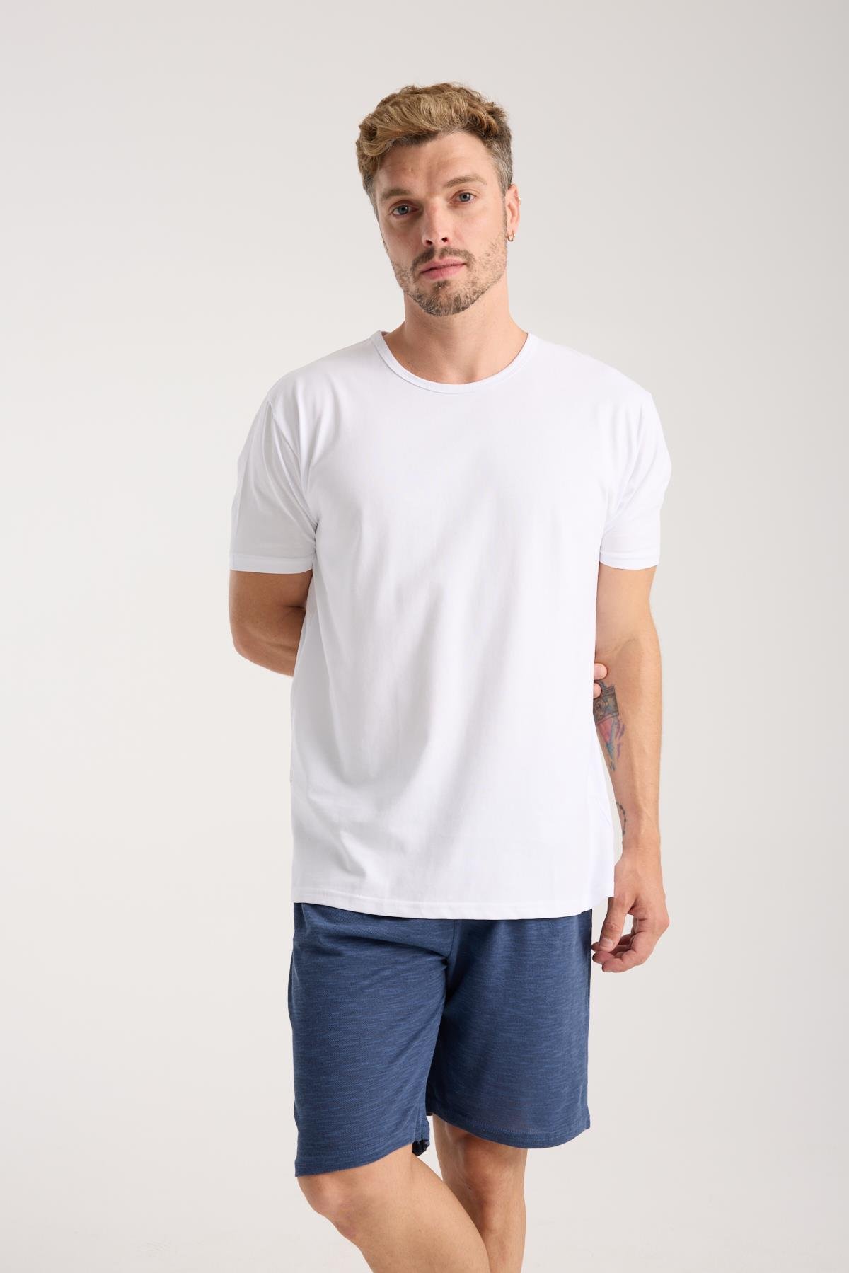 Akbeniz Erkek Cepli Lakost Pamuk Penye Şort Lacivert