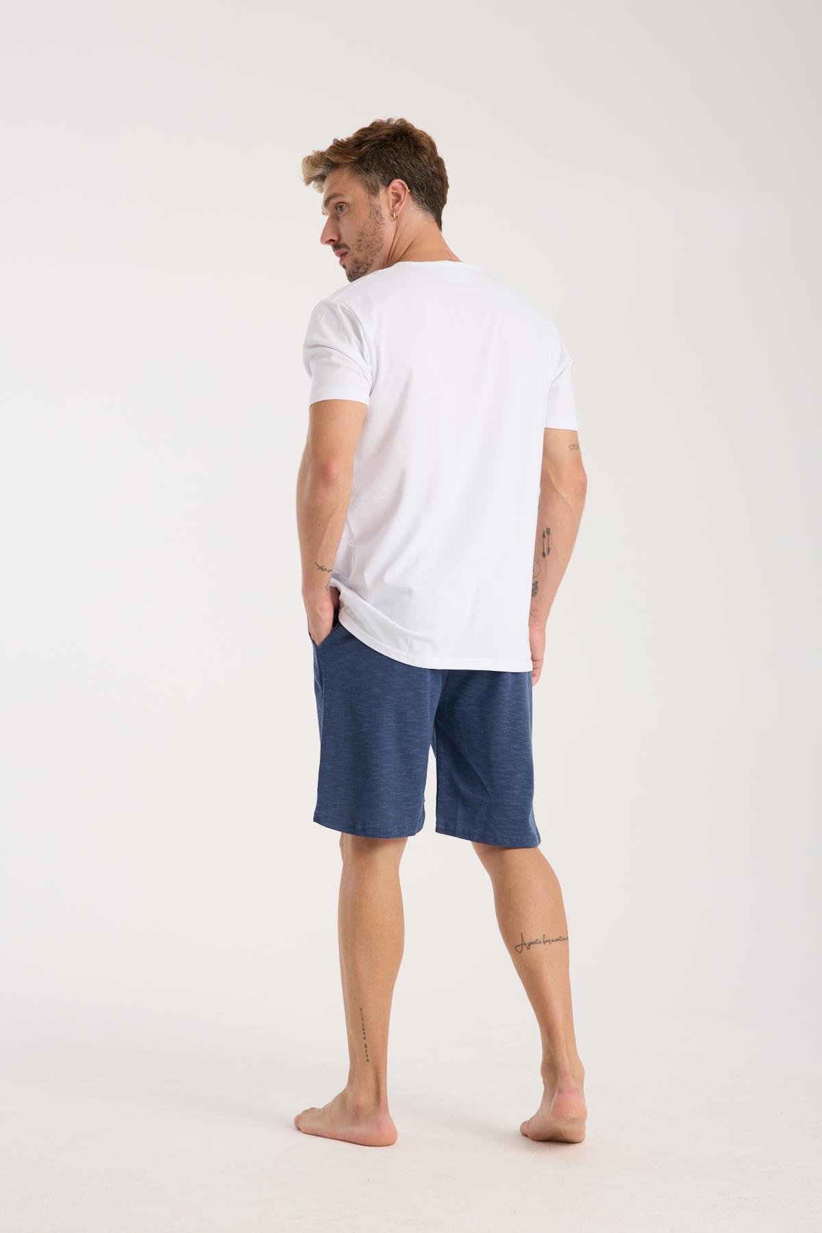 Akbeniz Erkek Cepli Lakost Pamuk Penye Şort Lacivert