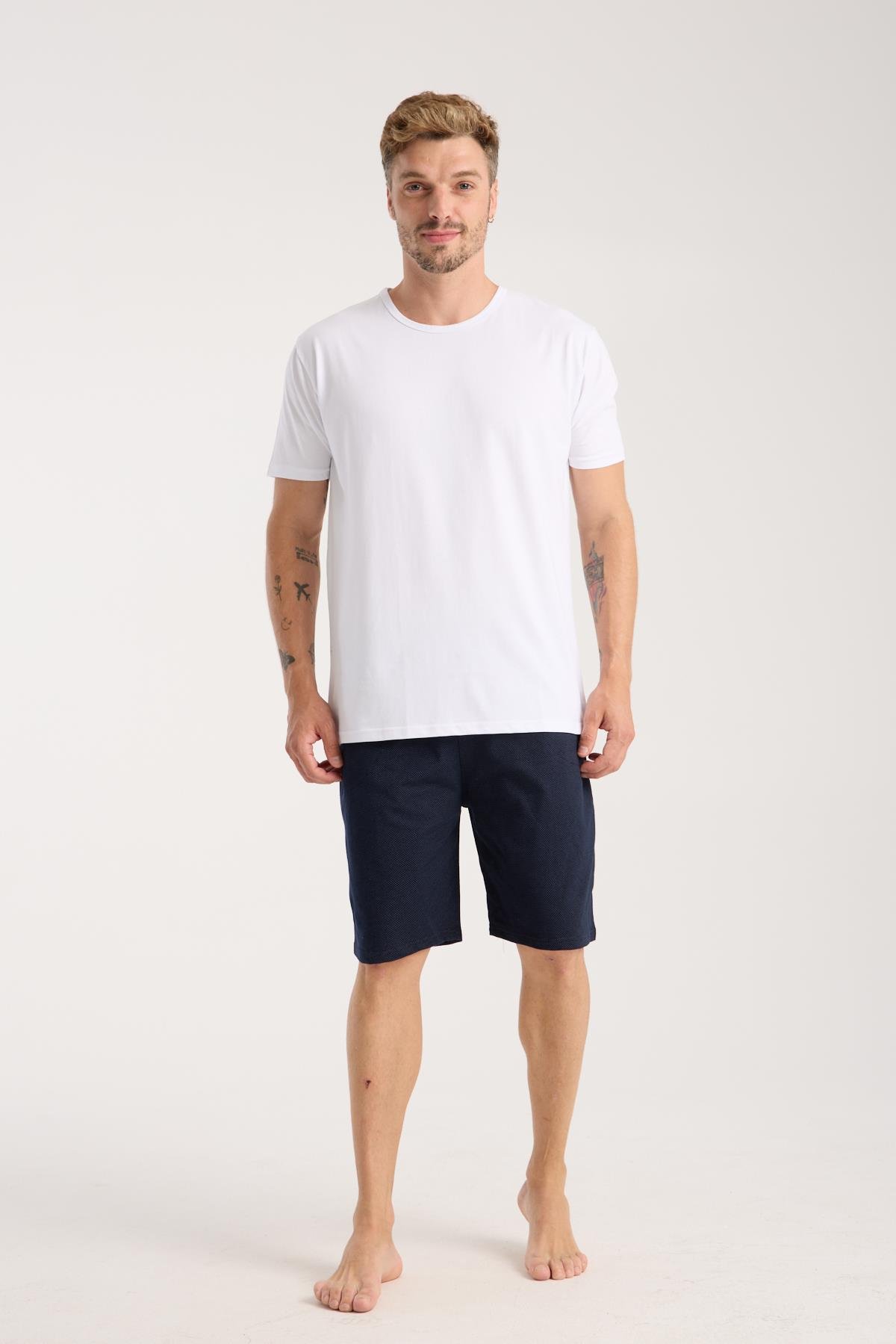 Akbeniz Erkek Cepli Lakost Pamuk Penye Şort Lacivert