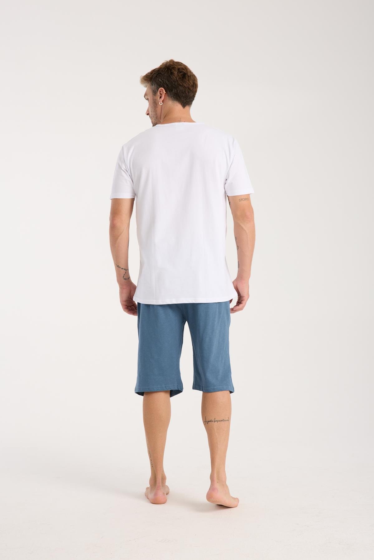 Akbeniz Erkek Cepli Pamuk Penye Şort İndigo