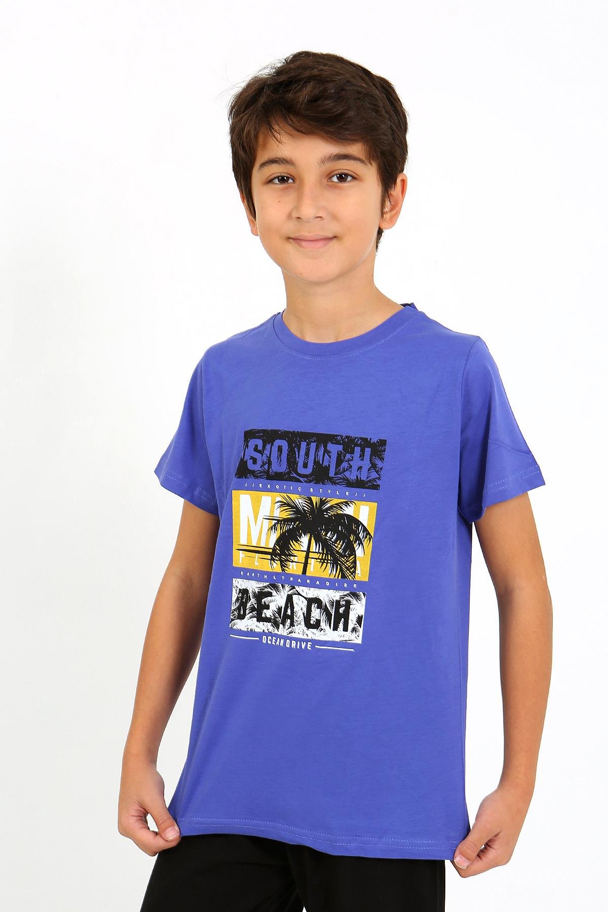 Akbeniz Erkek Çocuk Kısa Kol Penye Pijama Takım 20758 Saks