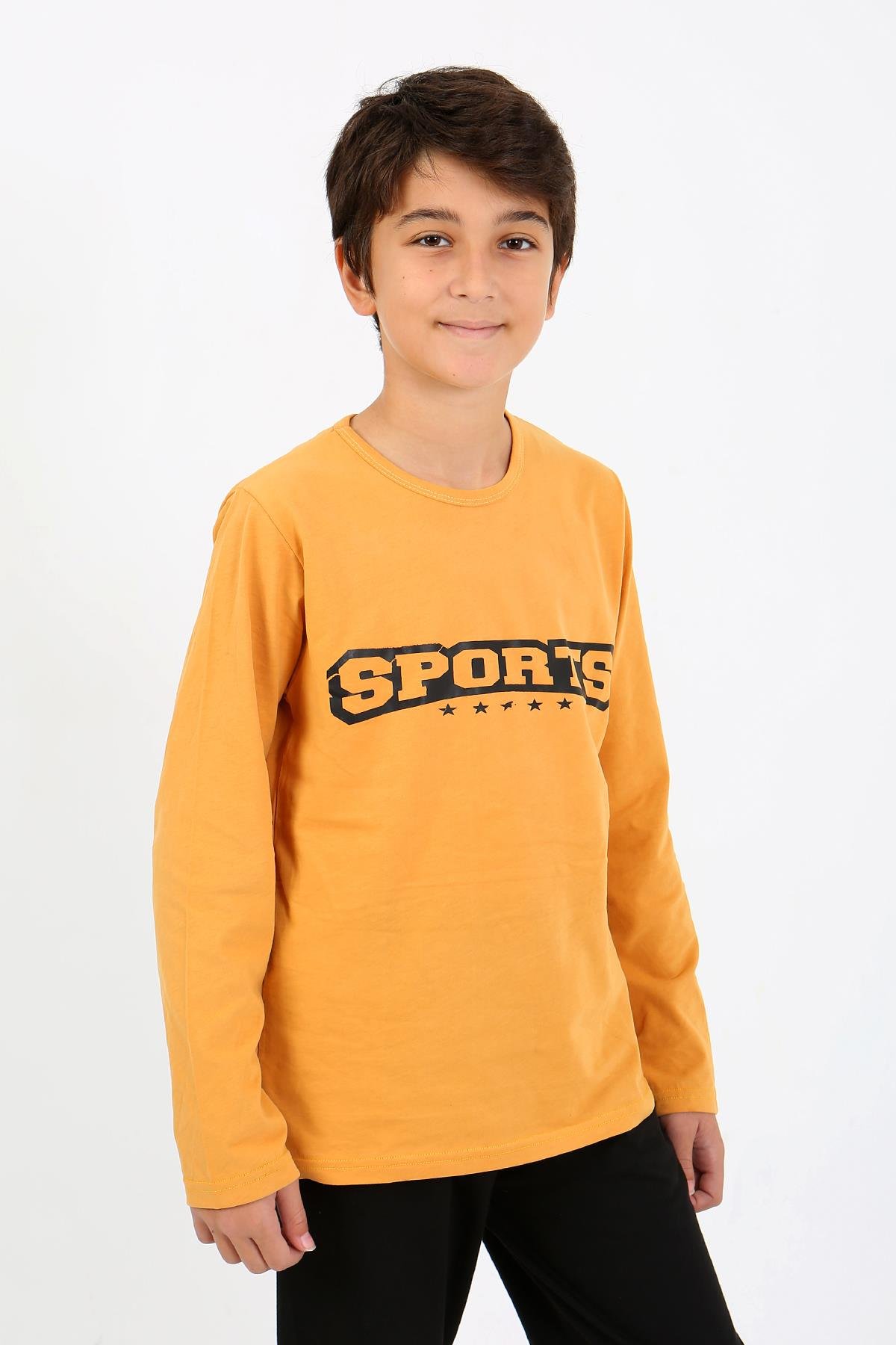 Akbeniz Erkek Çocuk Uzun Kol Penye Pijama Takım 20437 Sarı