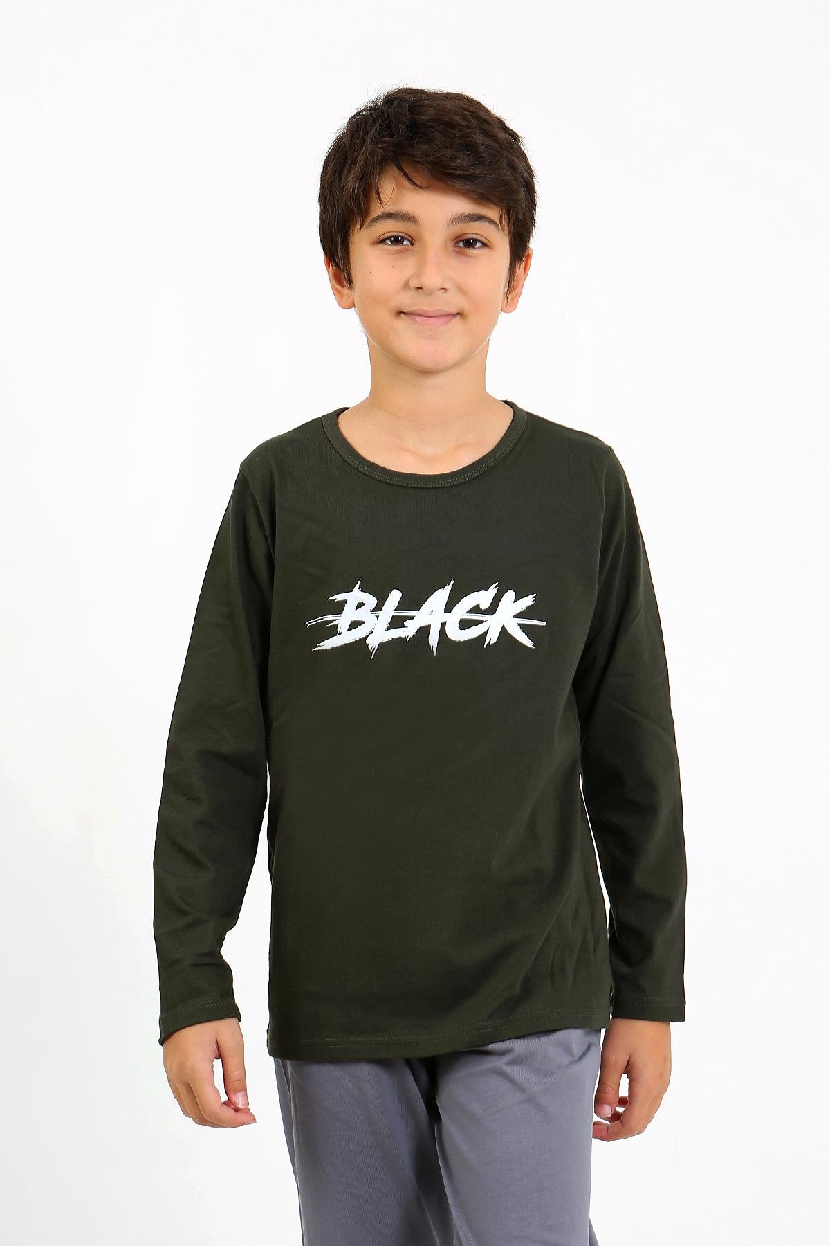 Akbeniz Erkek Çocuk Uzun Kol Penye Pijama Takım 20437 Haki