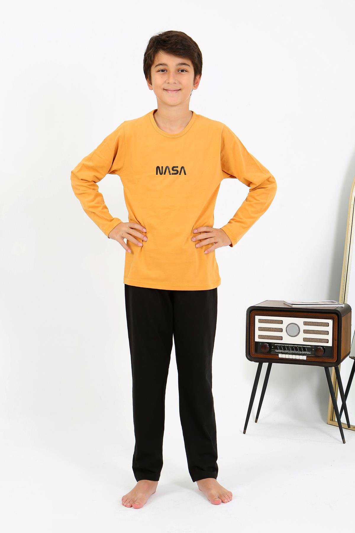 Akbeniz Erkek Çocuk Uzun Kol Penye Pijama Takım 20438 Sarı