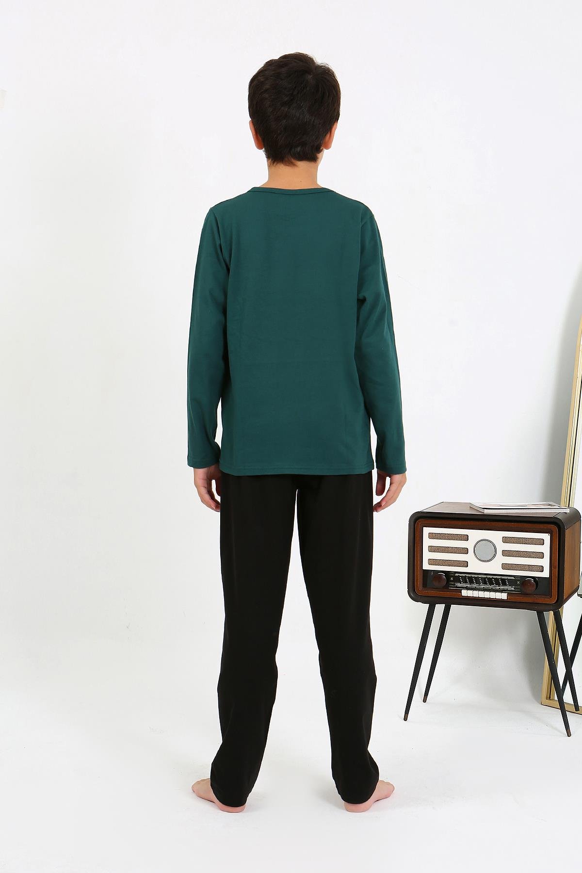 Akbeniz Erkek Çocuk Uzun Kol Penye Pijama Takım 20437 ZümrütYeşili