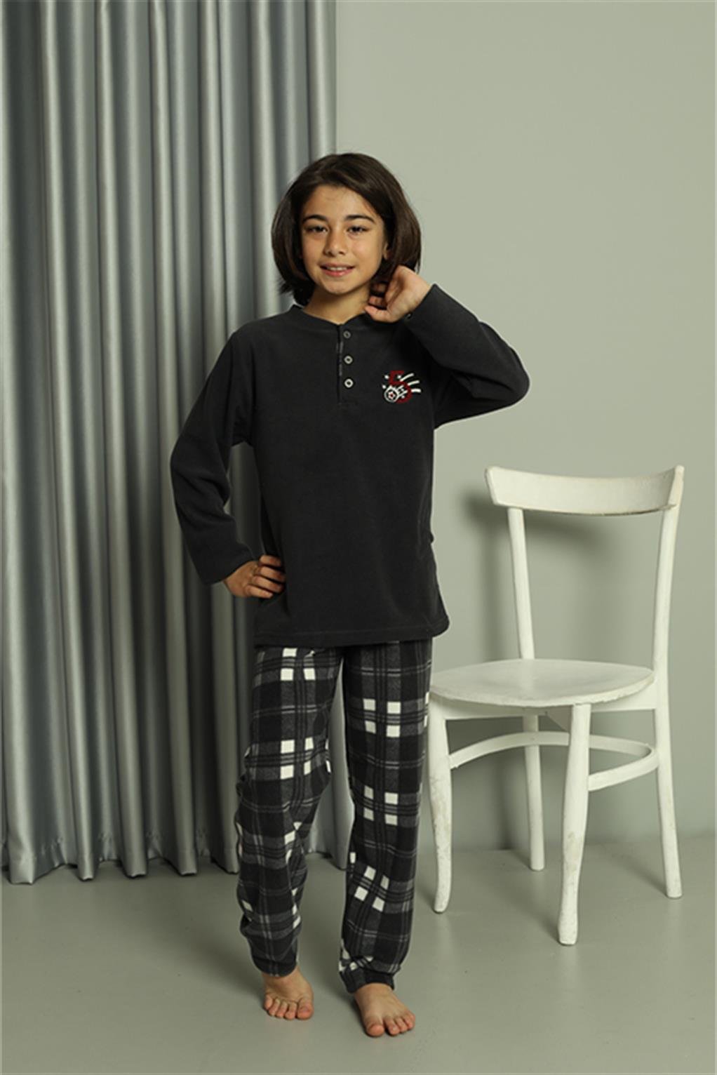 Akbeniz Erkek Çocuk WelSoft Polar Füme Pijama Takımı 20549