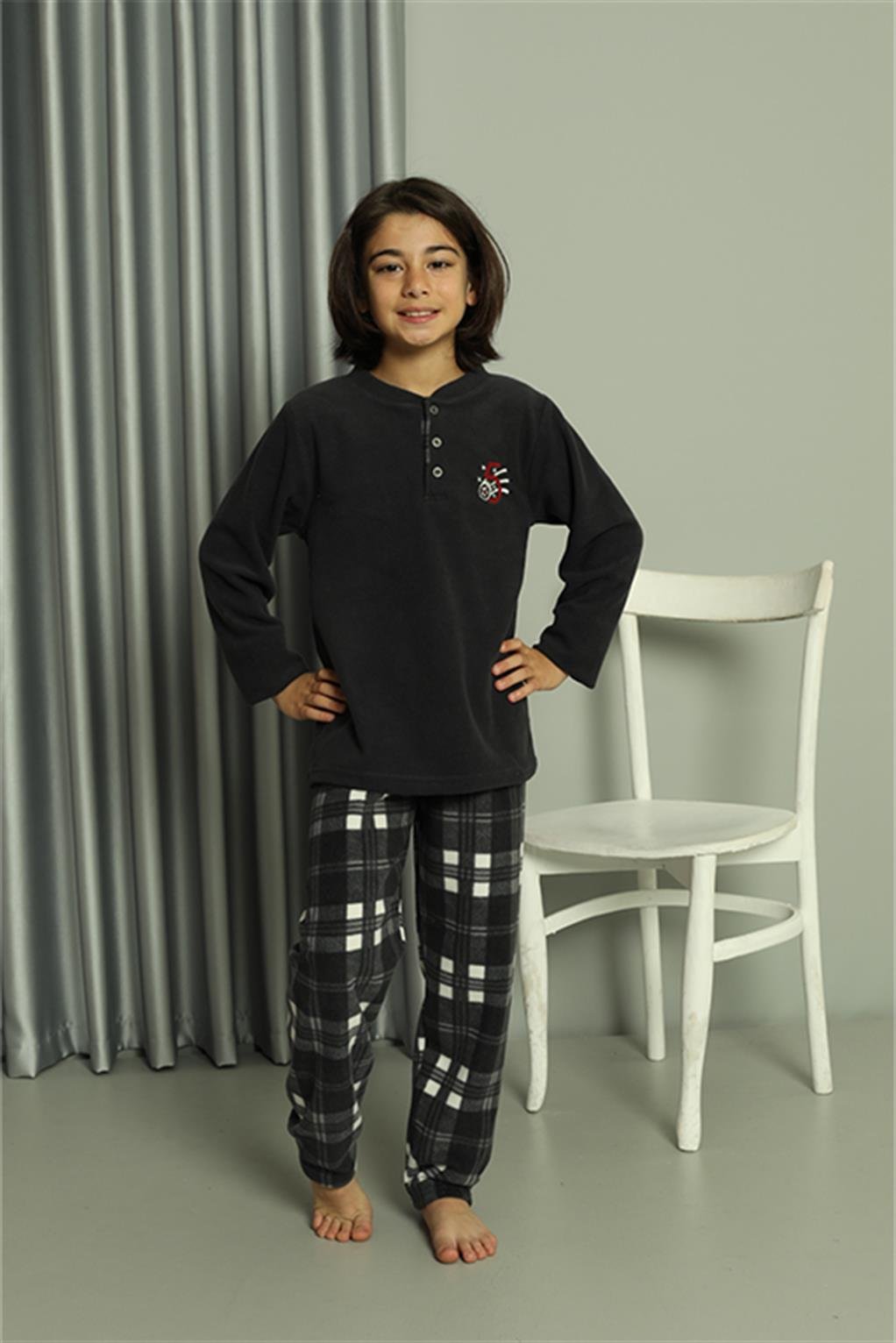 Akbeniz Erkek Çocuk WelSoft Polar Füme Pijama Takımı 20549