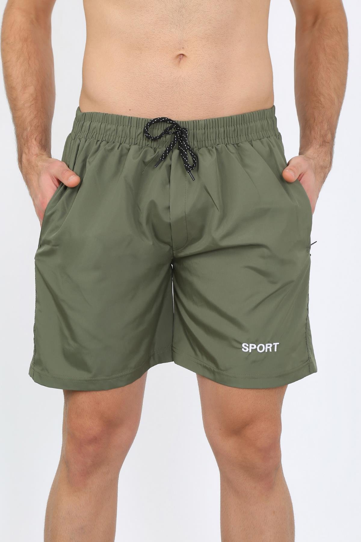 Akbeniz Erkek Fermuar Cepli Deniz Şortu Haki 27485