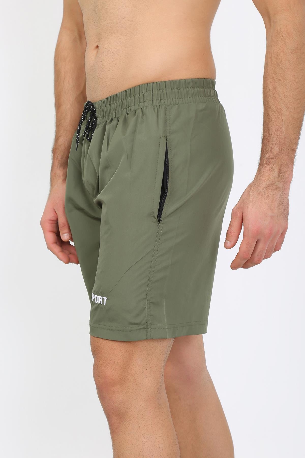 Akbeniz Erkek Fermuar Cepli Deniz Şortu Haki 27485