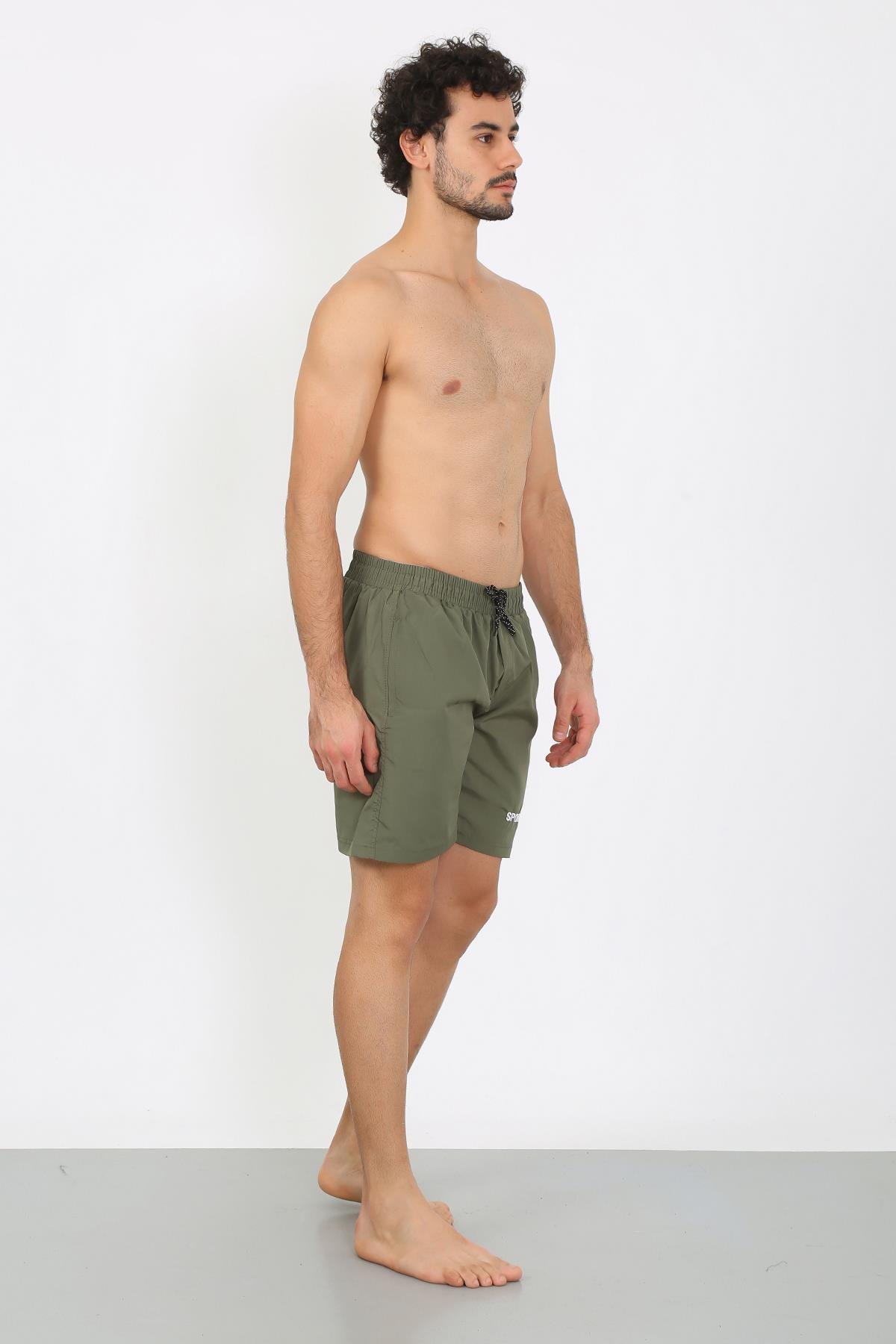 Akbeniz Erkek Fermuar Cepli Deniz Şortu Haki 27485