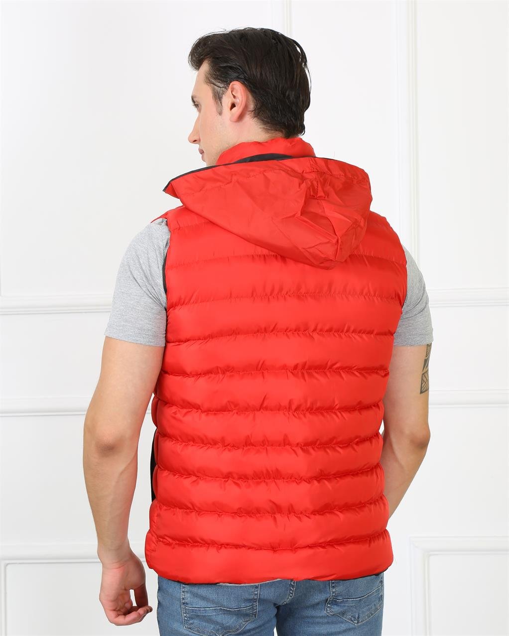 Akbeniz Erkek Kapşonlu Kırmızı Şişme Yelek 75100