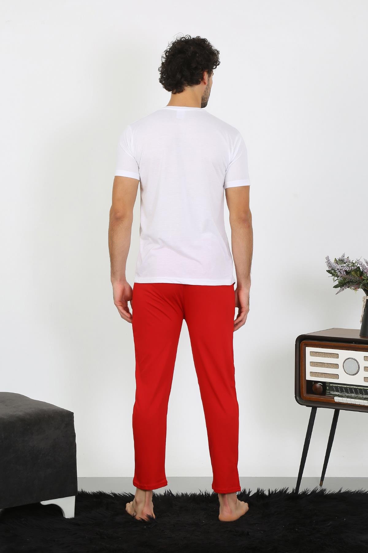 Akbeniz Erkek Kısa Kol Penye Beyaz Pijama Takımı 6846