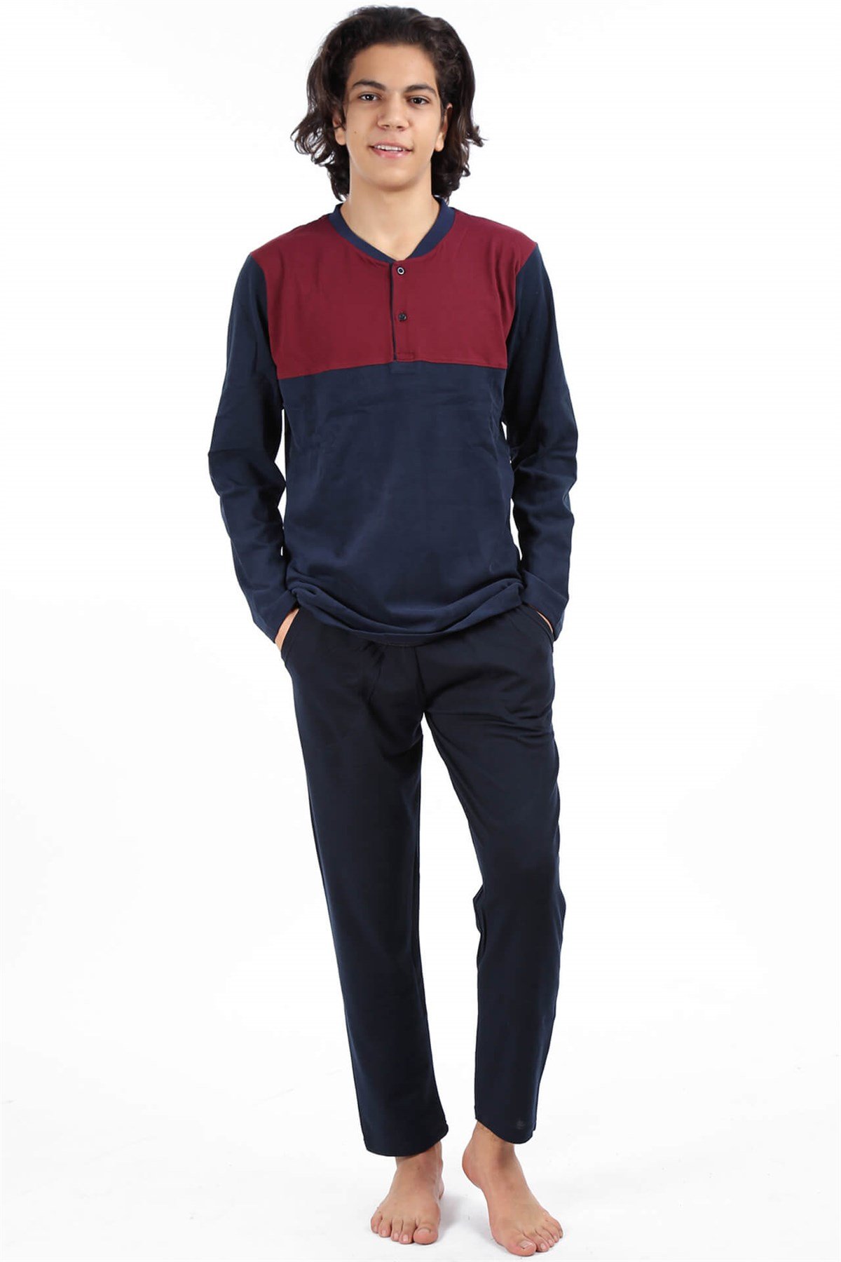 Akbeniz Erkek Lacivert Kırmızı Pijama Takım 6695