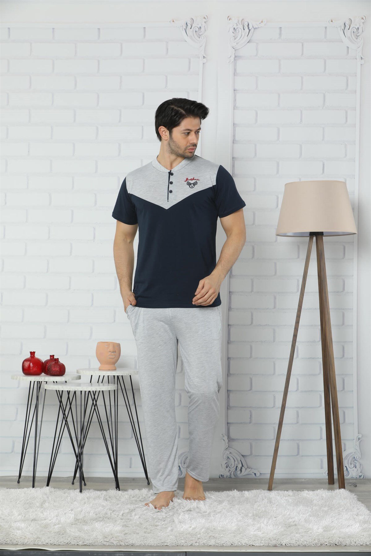 Akbeniz Erkek Lacivert Pijama Takım 6634