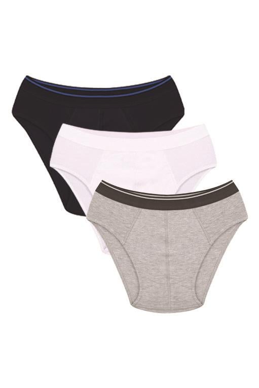 Akbeniz Erkek Pamuk 3lü Laci Beyaz Gri Likralı Slip 40126