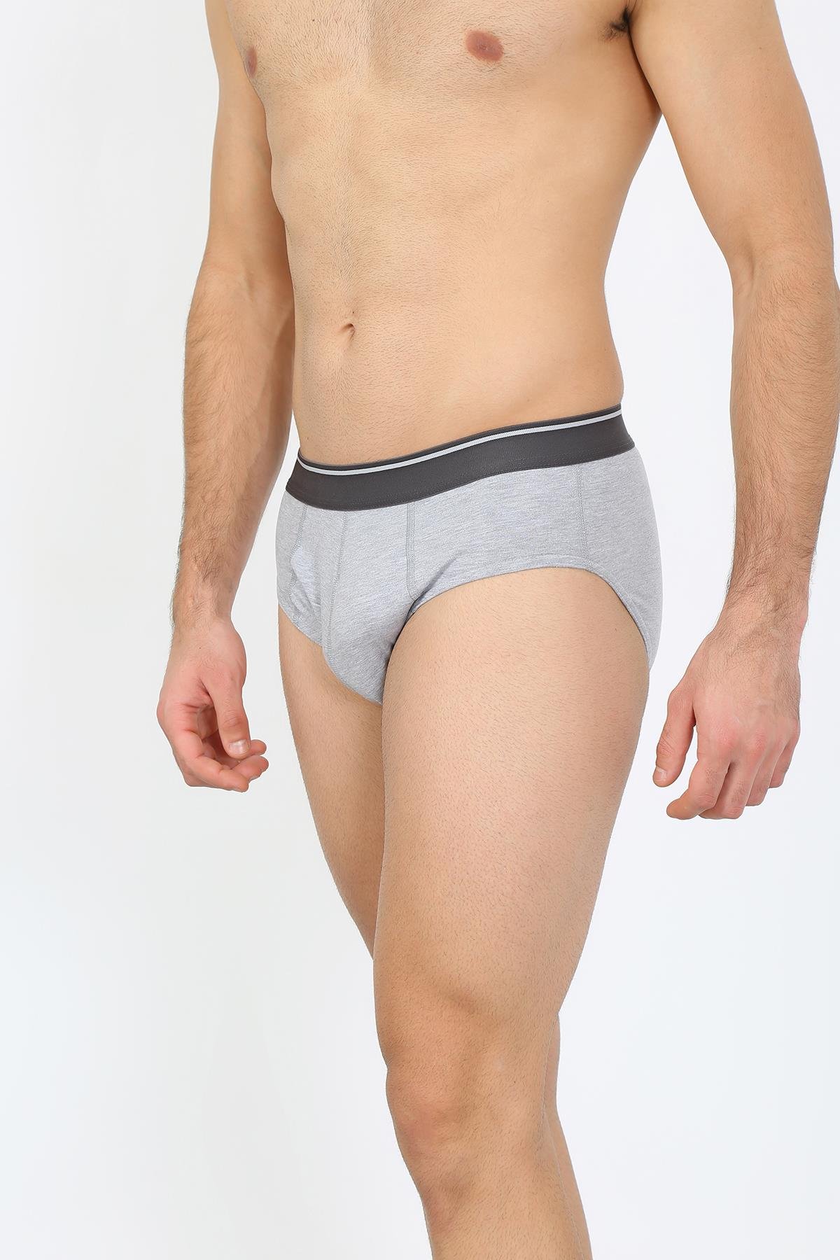 Akbeniz Erkek Pamuk 3lü Laci Beyaz Gri Likralı Slip 40126