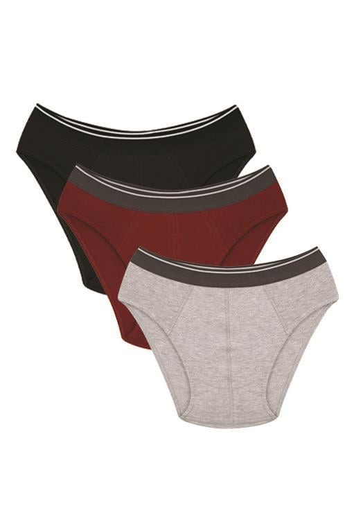 Akbeniz Erkek Pamuk 3lü Siyah Bordo Gri Likralı Slip 40125
