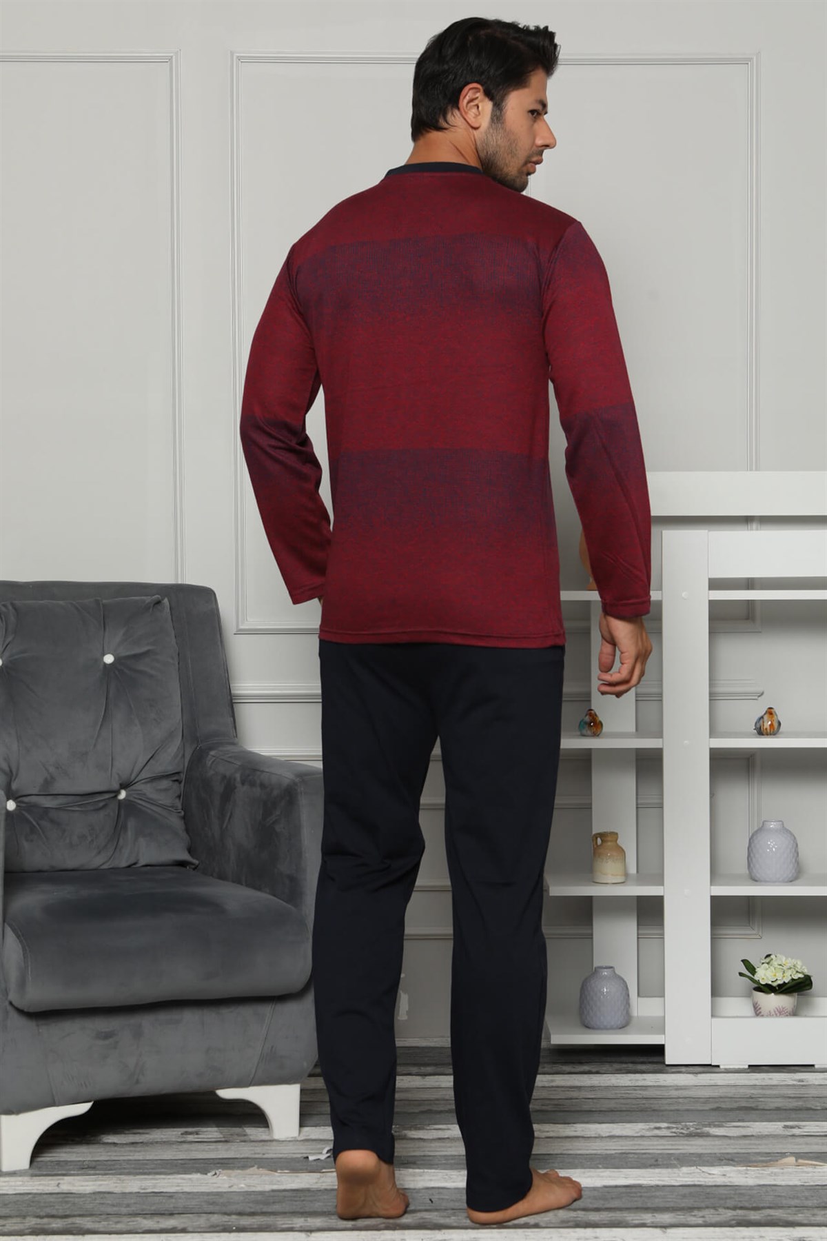 Akbeniz Erkek Pamuk Cepli Uzun Kollu Pijama Takımı 6705