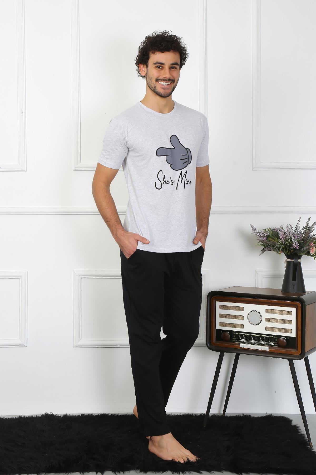 Akbeniz Erkek Pamuk Penye Sevgili Kombini Pijama Takımı Gri 50126 Tek Takım Fiyatıdır