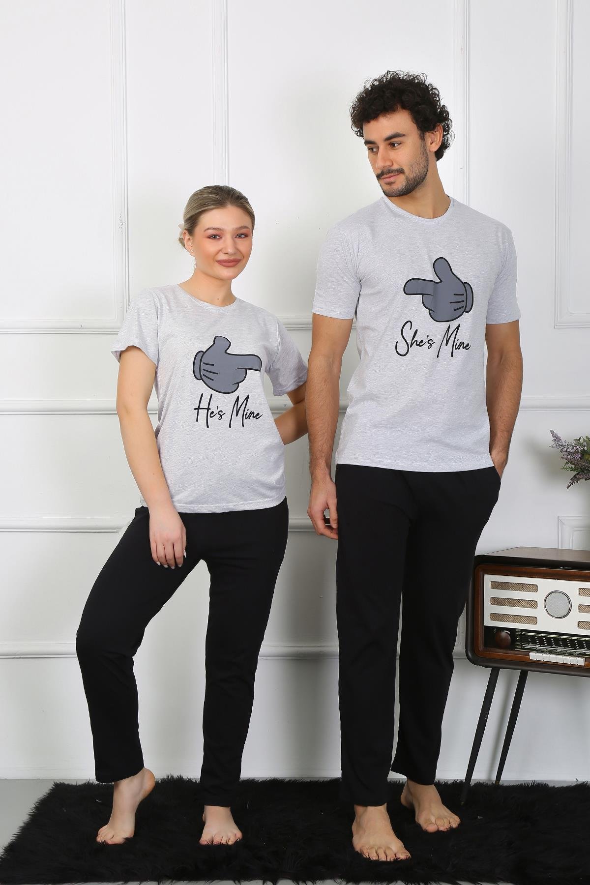 Akbeniz Erkek Pamuk Penye Sevgili Kombini Pijama Takımı Gri 50126 Tek Takım Fiyatıdır