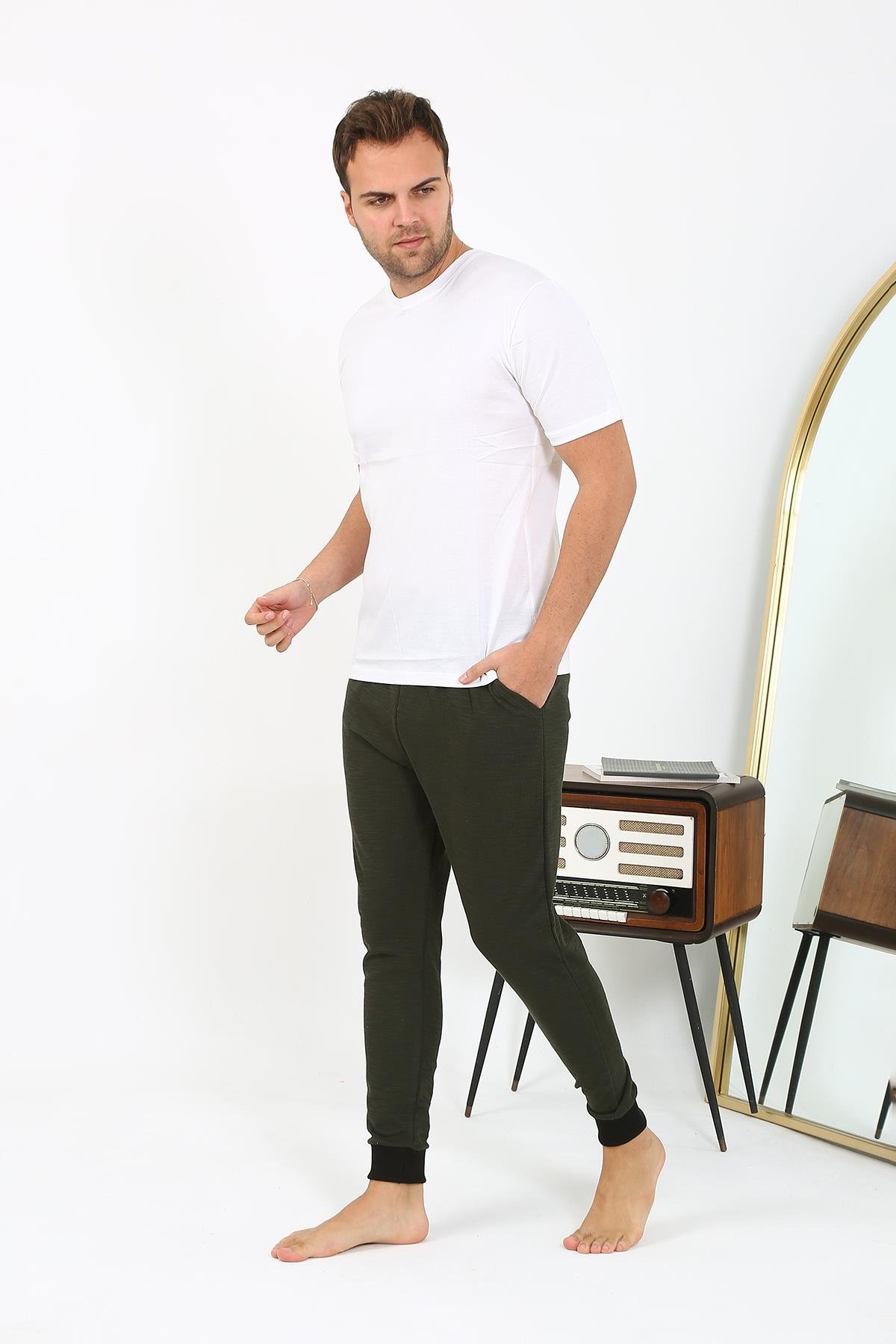 Akbeniz Erkek Pamuk Tek Alt Pijama Haki 27551