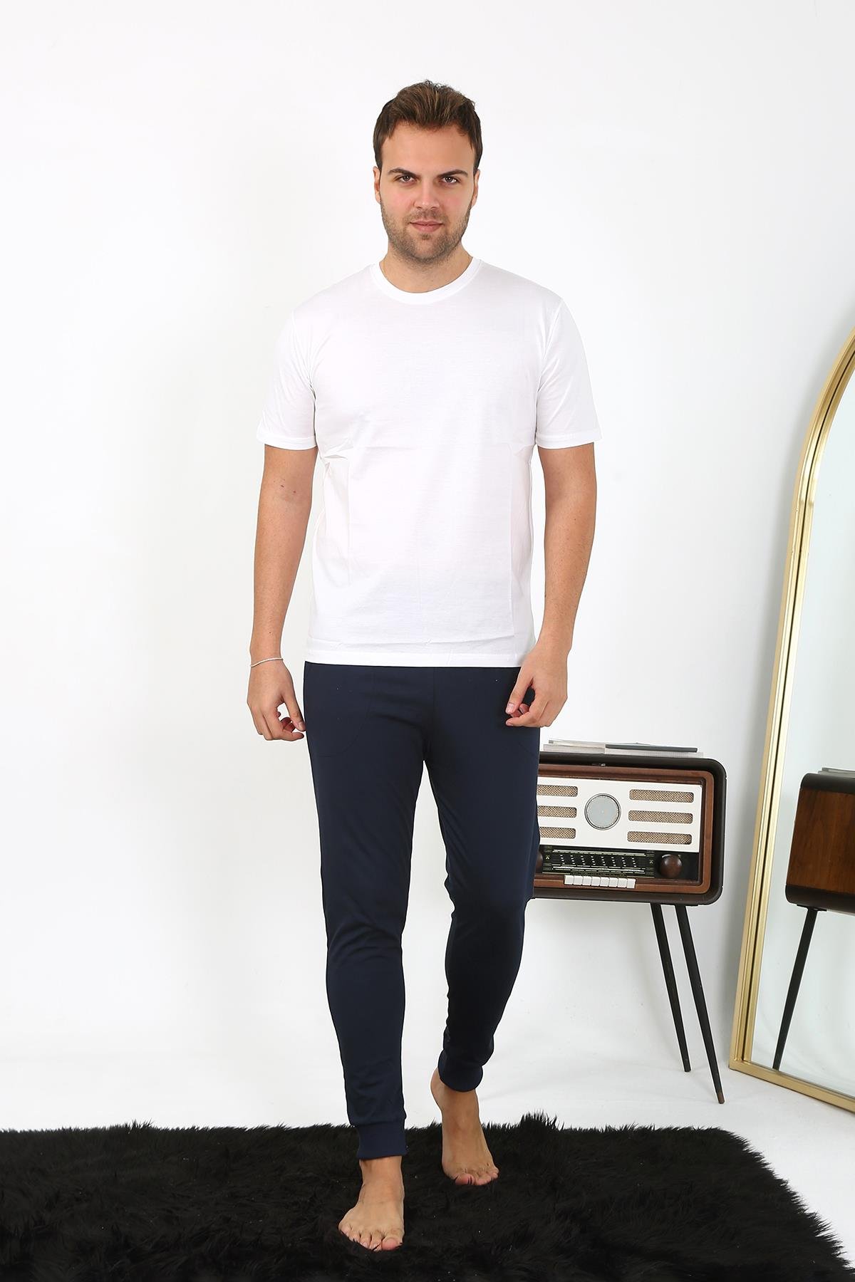 Akbeniz Erkek Pamuk Tek Alt Pijama Lacivert 27551