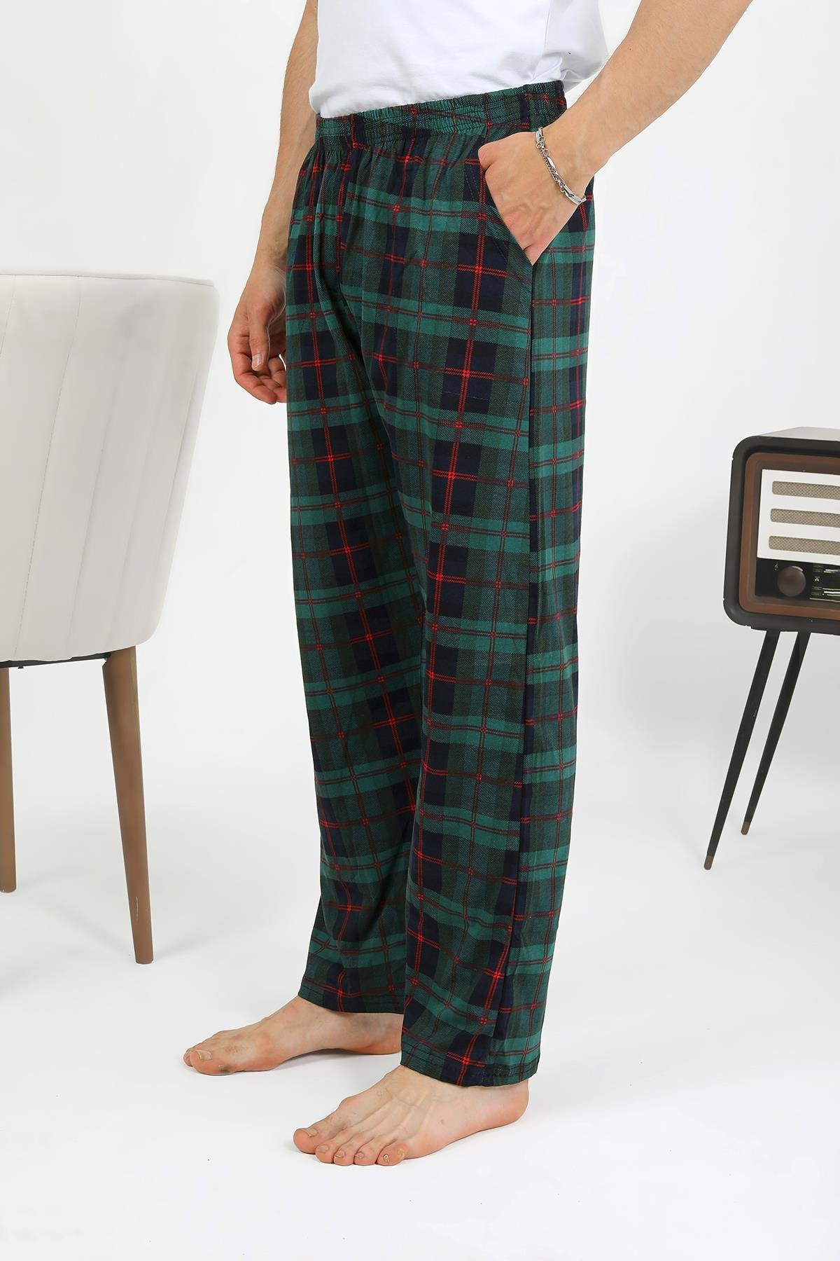 Akbeniz Erkek Pamuk Tek Alt Pijama Yeşil 27562