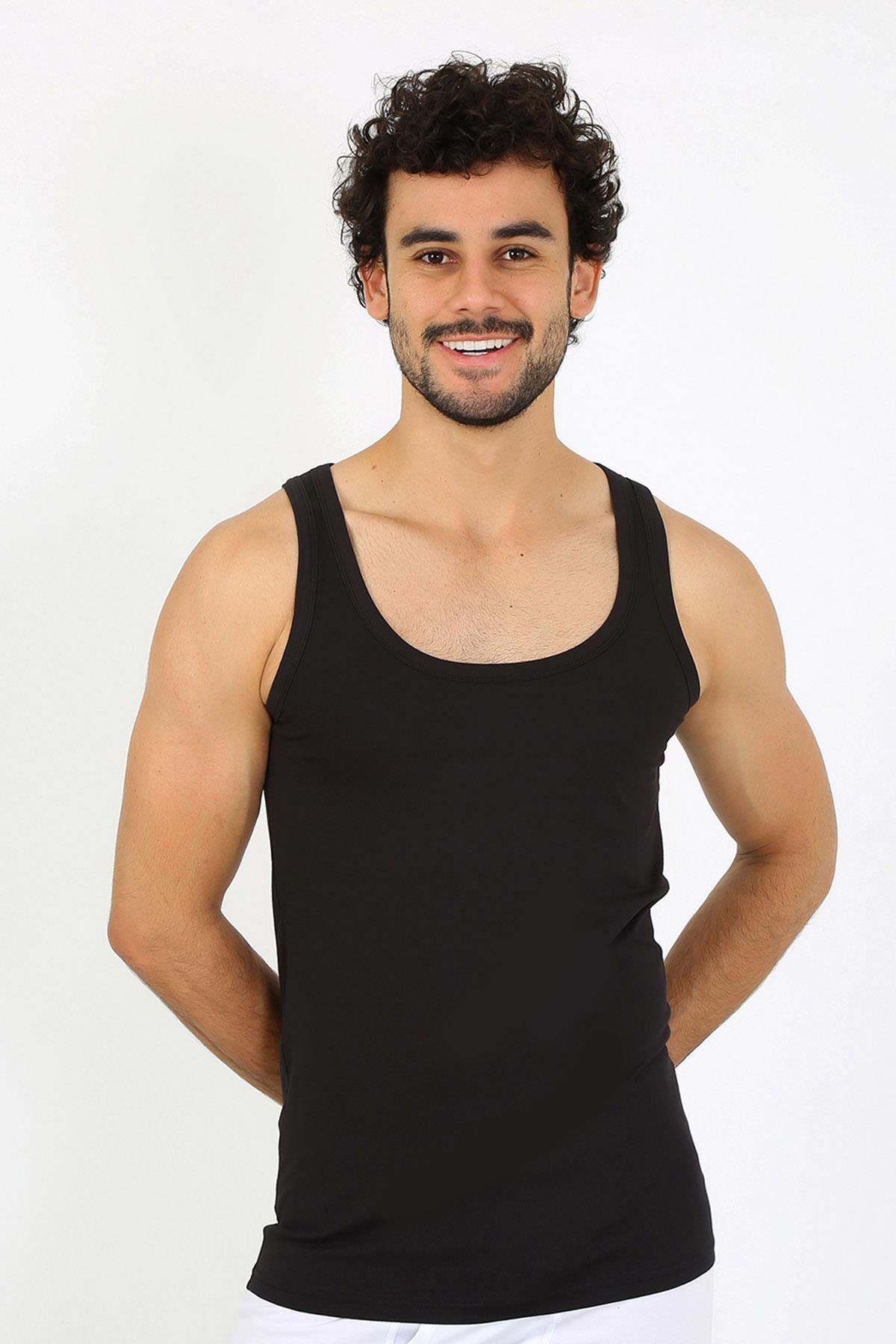 Akbeniz Erkek Penye Siyah Atlet 6566