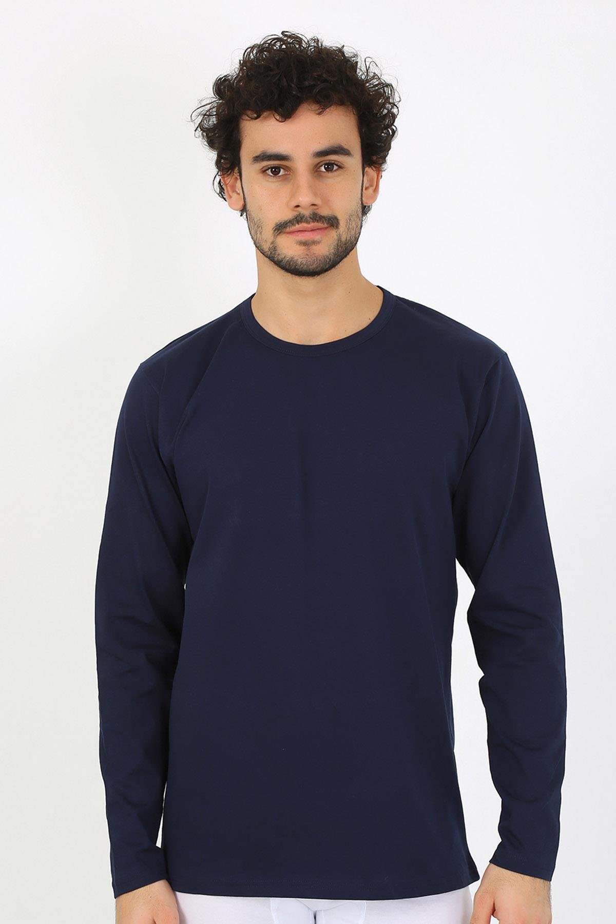 Akbeniz Erkek Sıfır Yaka Uzun Kol Lacivert Fanila 6590