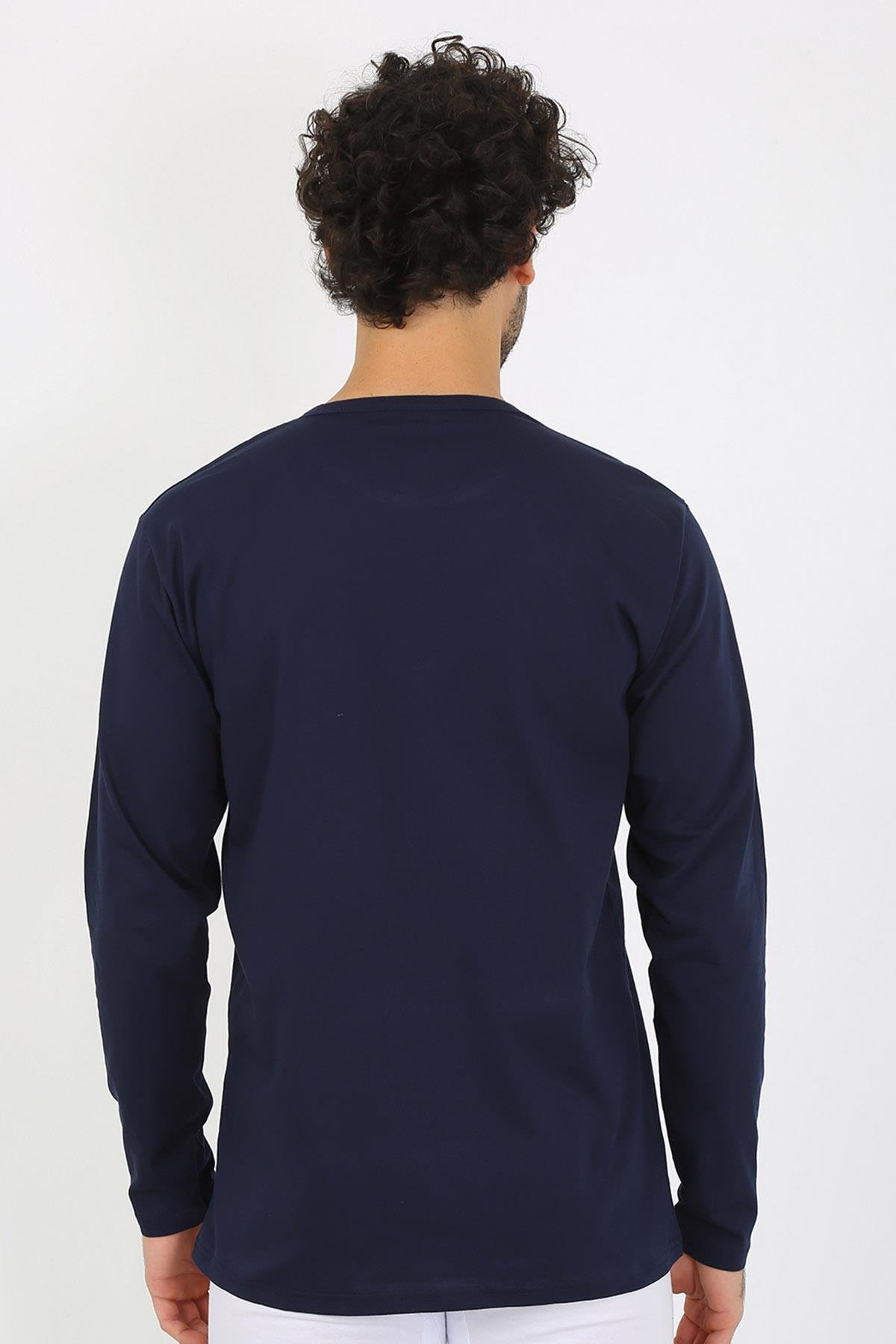 Akbeniz Erkek Sıfır Yaka Uzun Kol Lacivert Fanila 6590