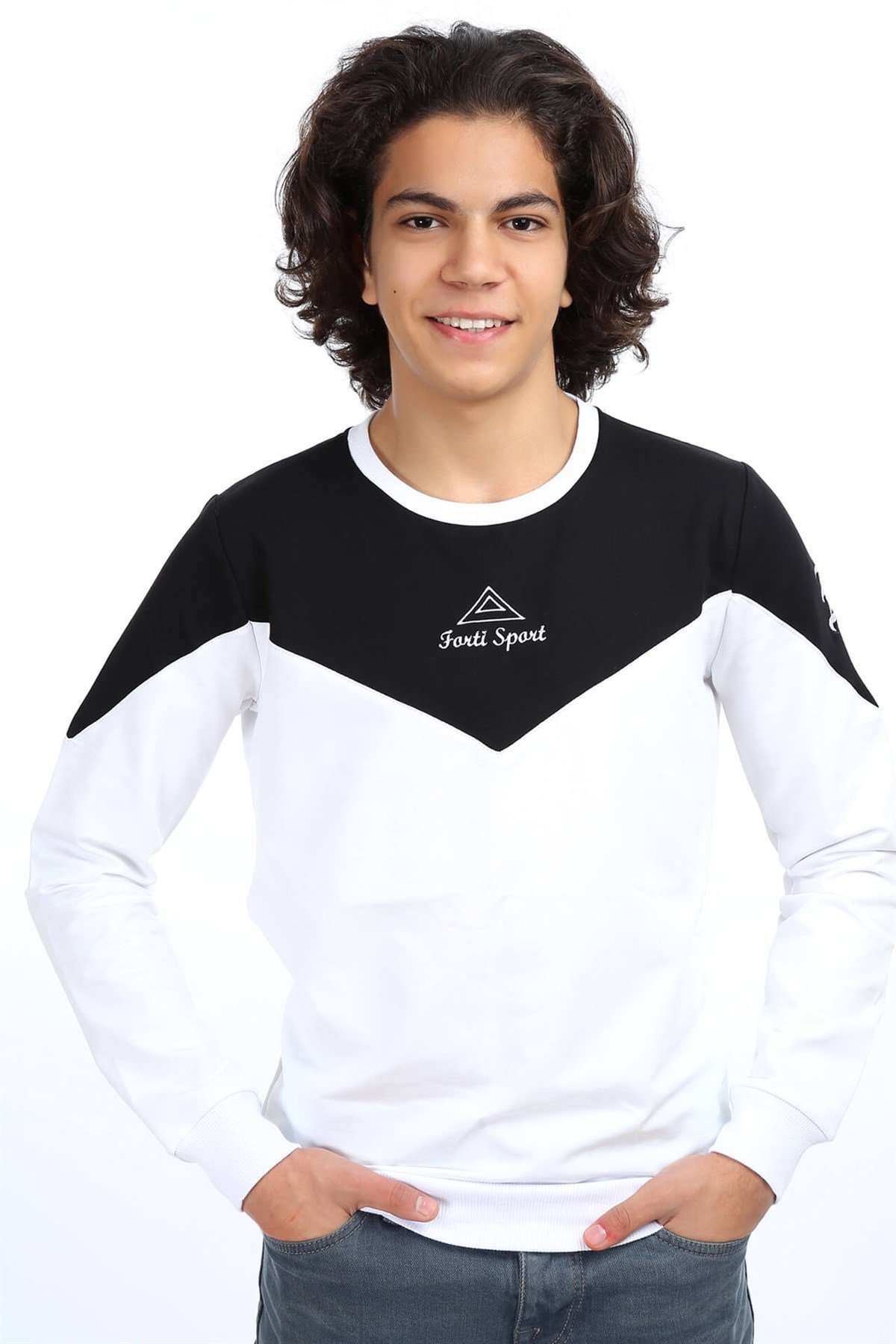 Akbeniz Erkek Siyah Beyaz Sweatshirt 2757