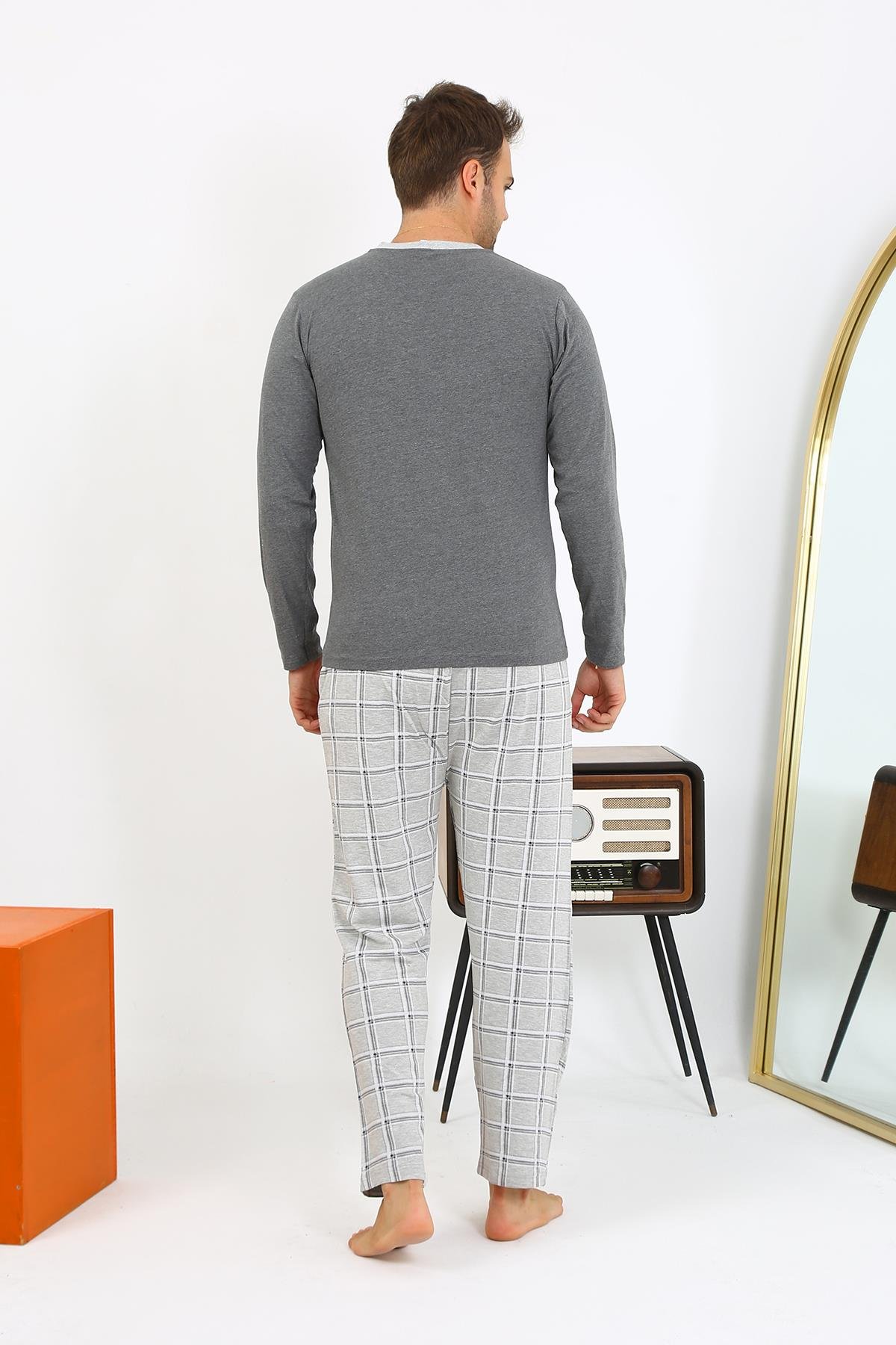 Akbeniz Erkek Uzun Kol Penye Antrasit Pijama Takımı 6861
