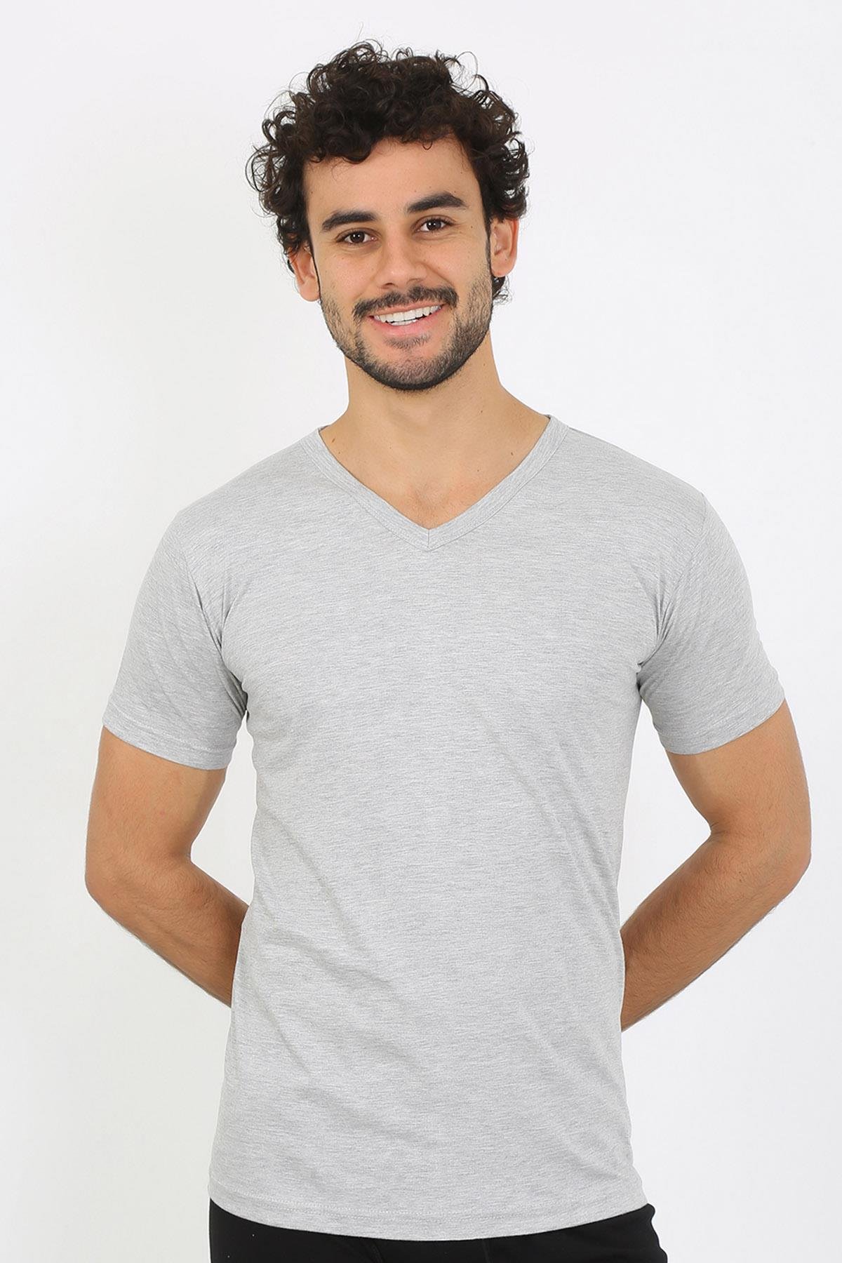 Akbeniz Erkek V Yaka Gri Penye Atlet 6560