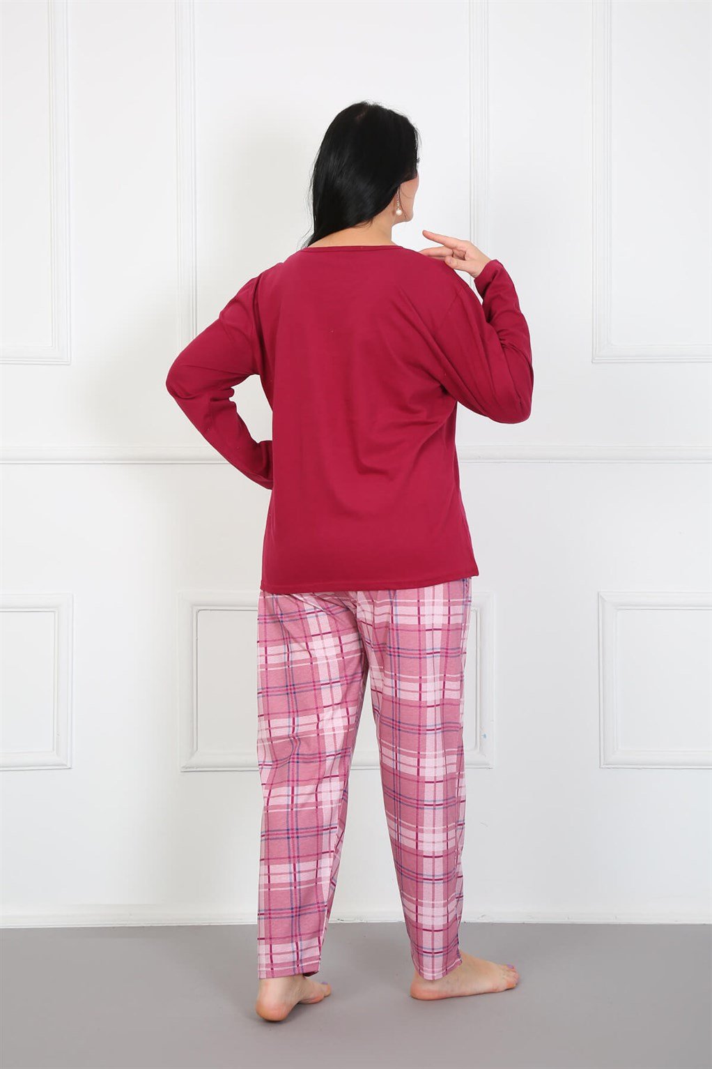 Akbeniz Kadın %100 Pamuk Büyük Beden Pijama Takım 202177